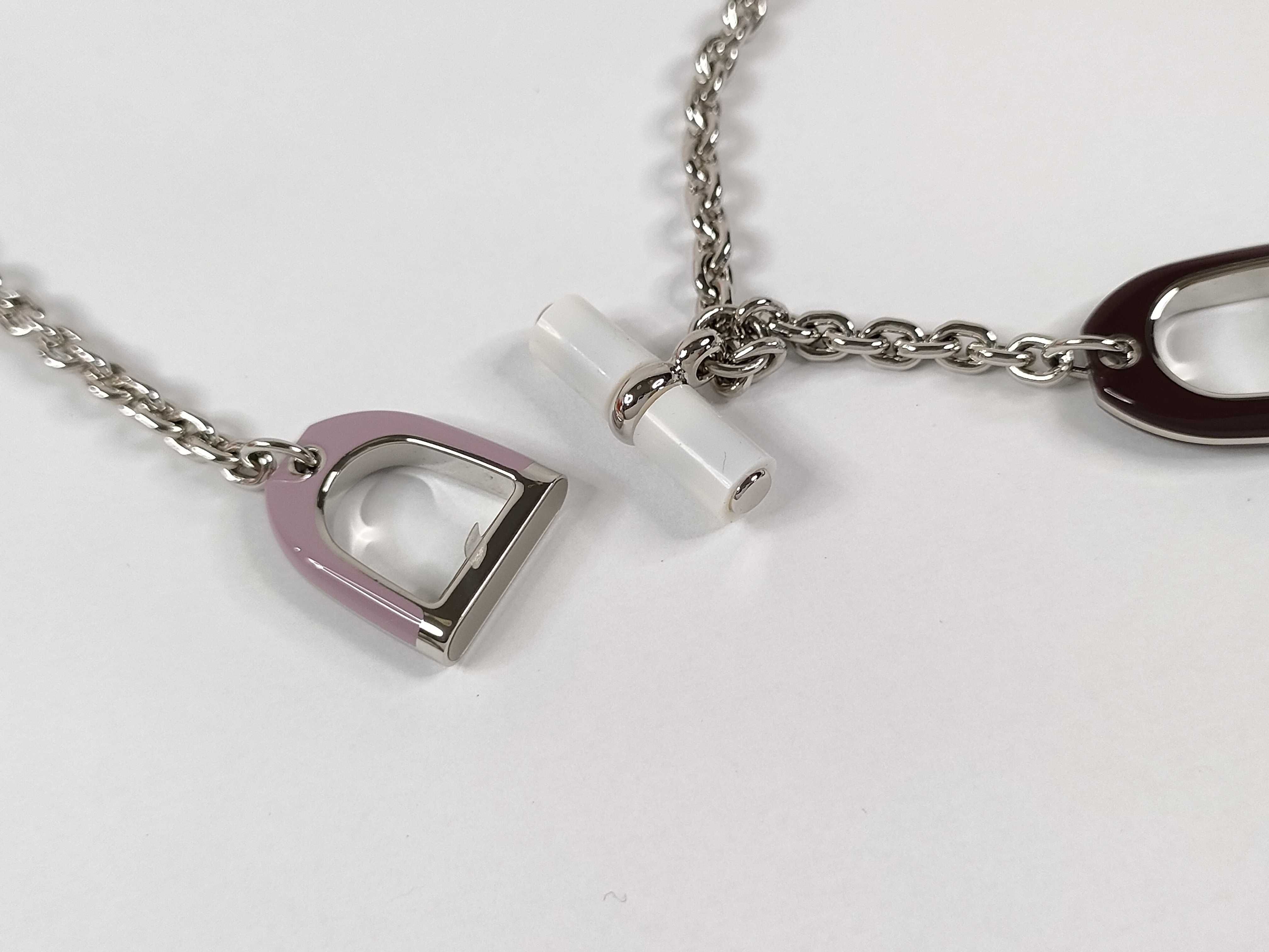 Etrier Necklace, Glycine x Bordeaux, Silver Hardware, Unused. — view 4