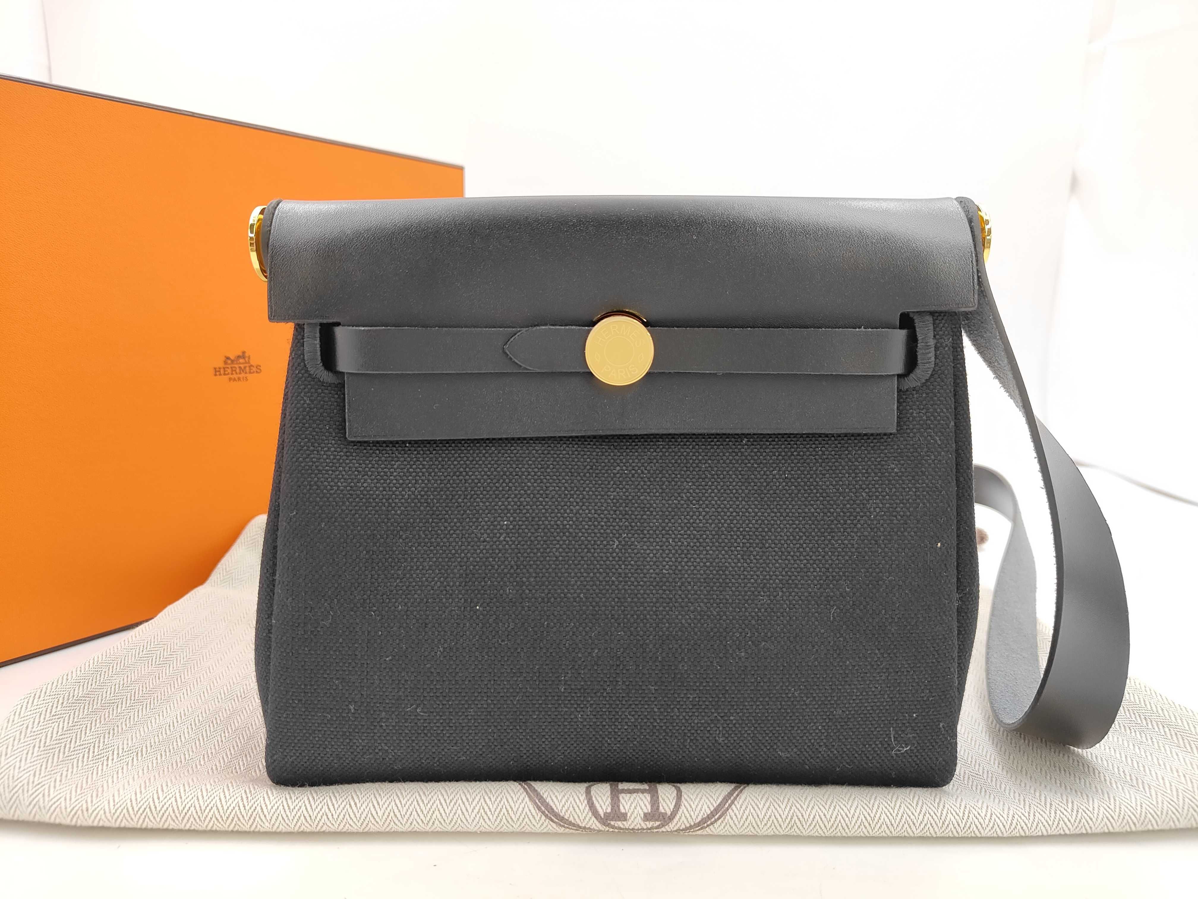 Herbag Zip 20 Mini Black Gold Hardware G Stamp Bag