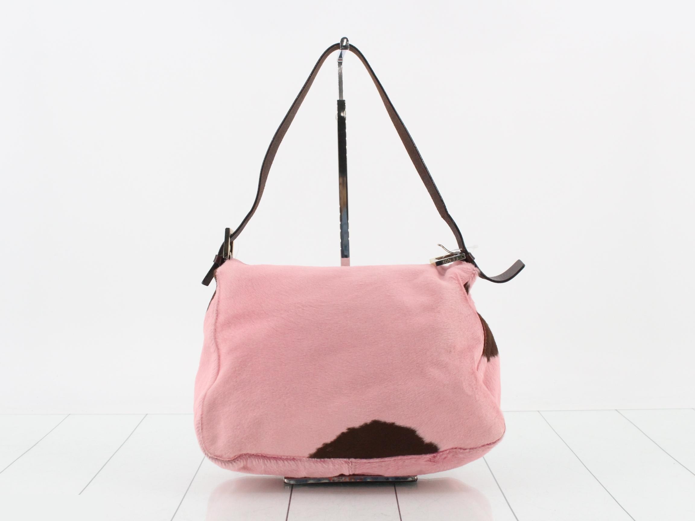 Mamma Bucket Shoulder Bag, Calf Hair x Leather, Pink x Brown — view 2