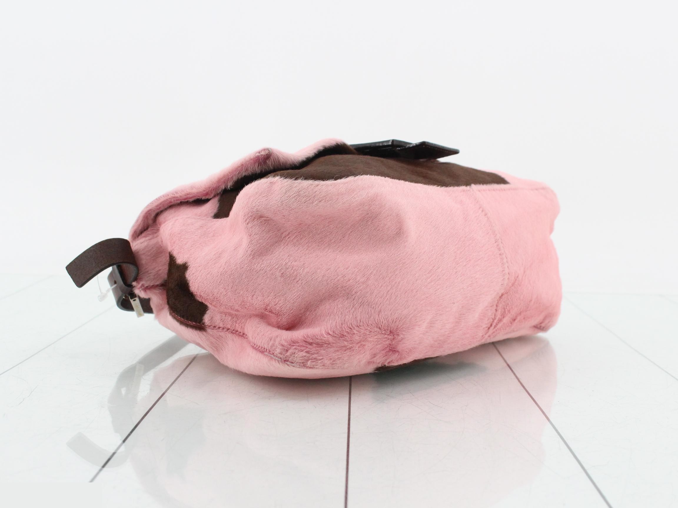 Mamma Bucket Shoulder Bag, Calf Hair x Leather, Pink x Brown — view 5