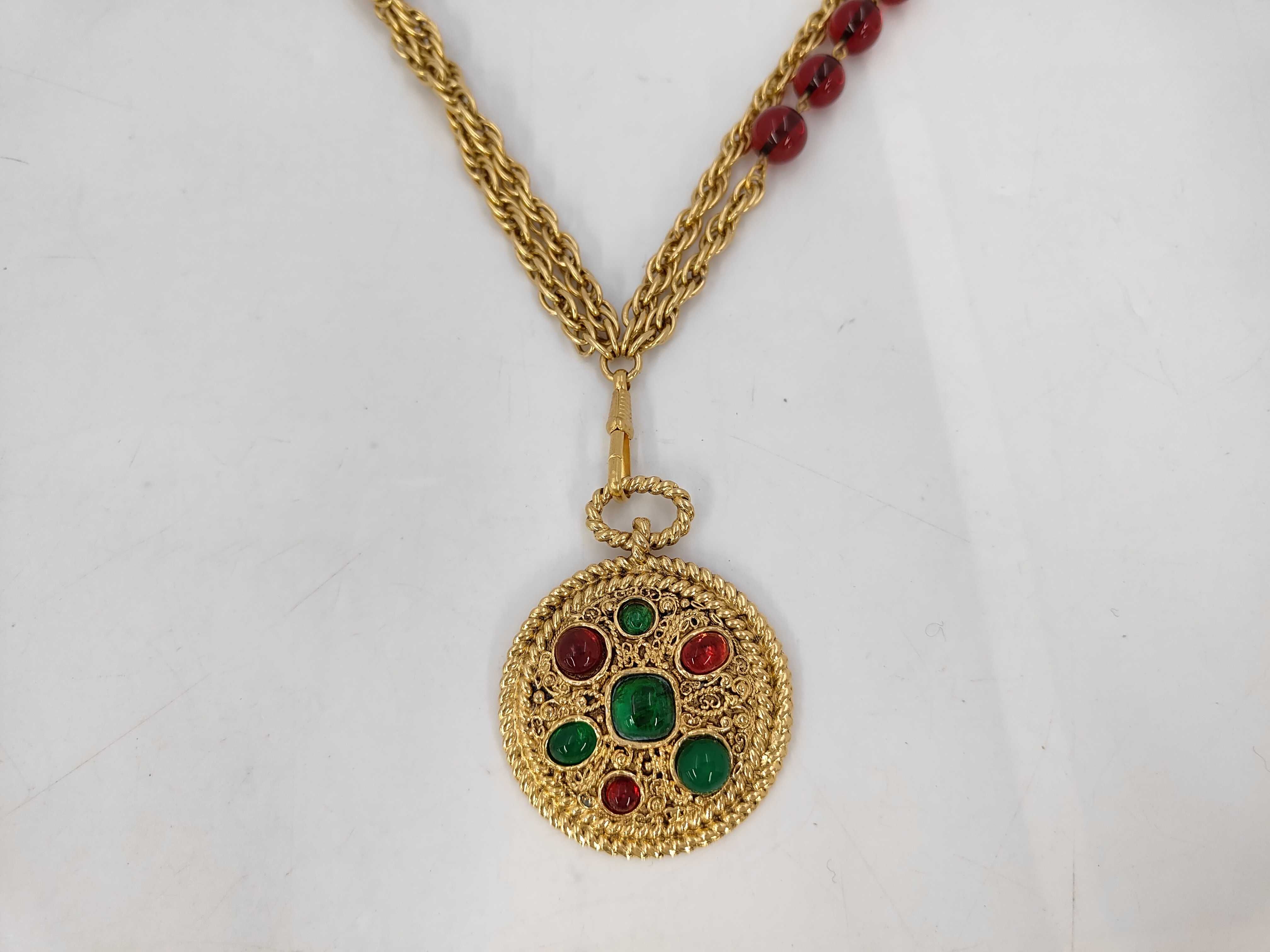 Gripoix 1985 Chain Necklace GP x Colored Stone Gold Necklace