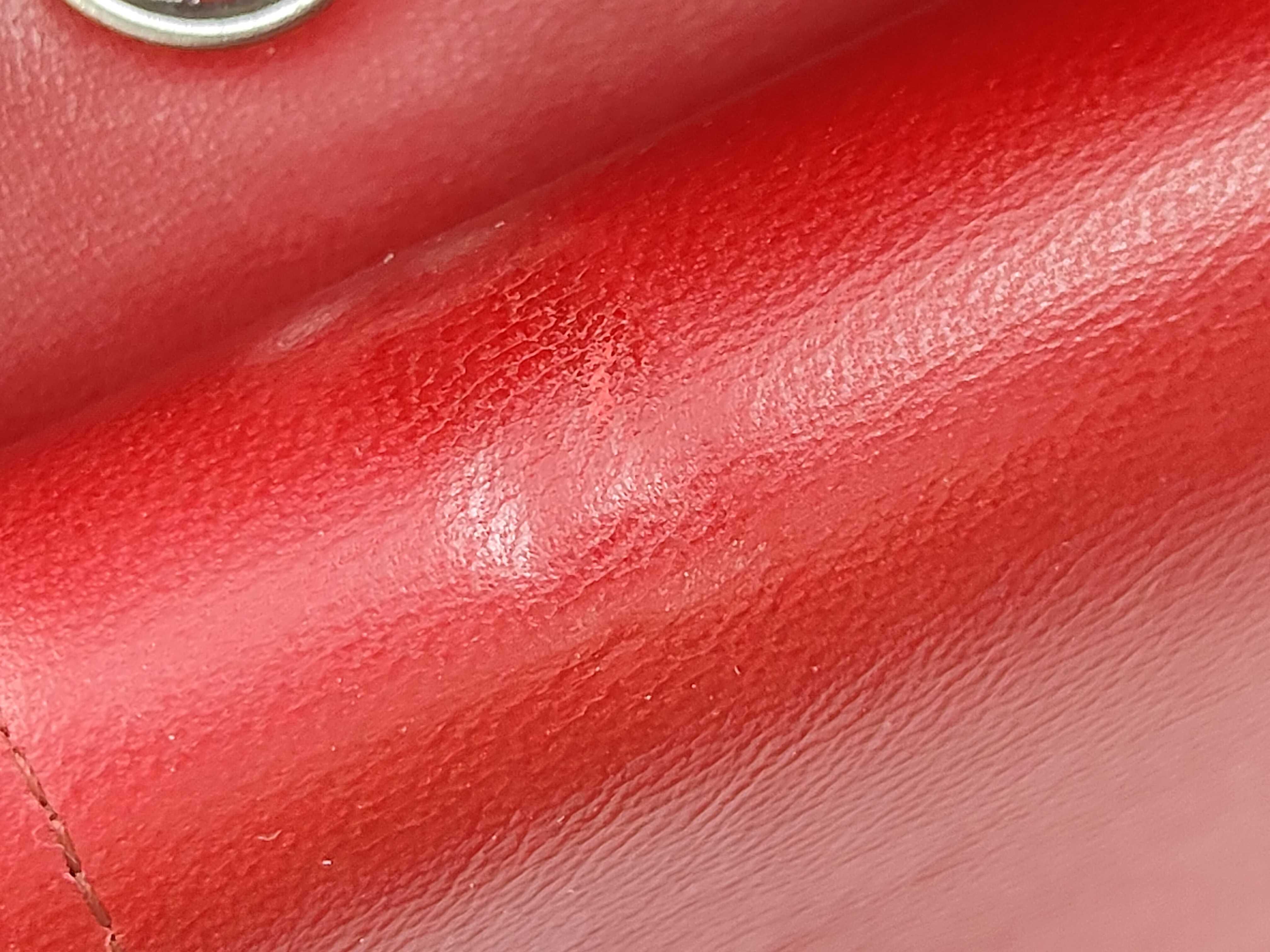 Matelassé 25 Double Flap Chain Shoulder Bag, Lambskin, Red — view 14