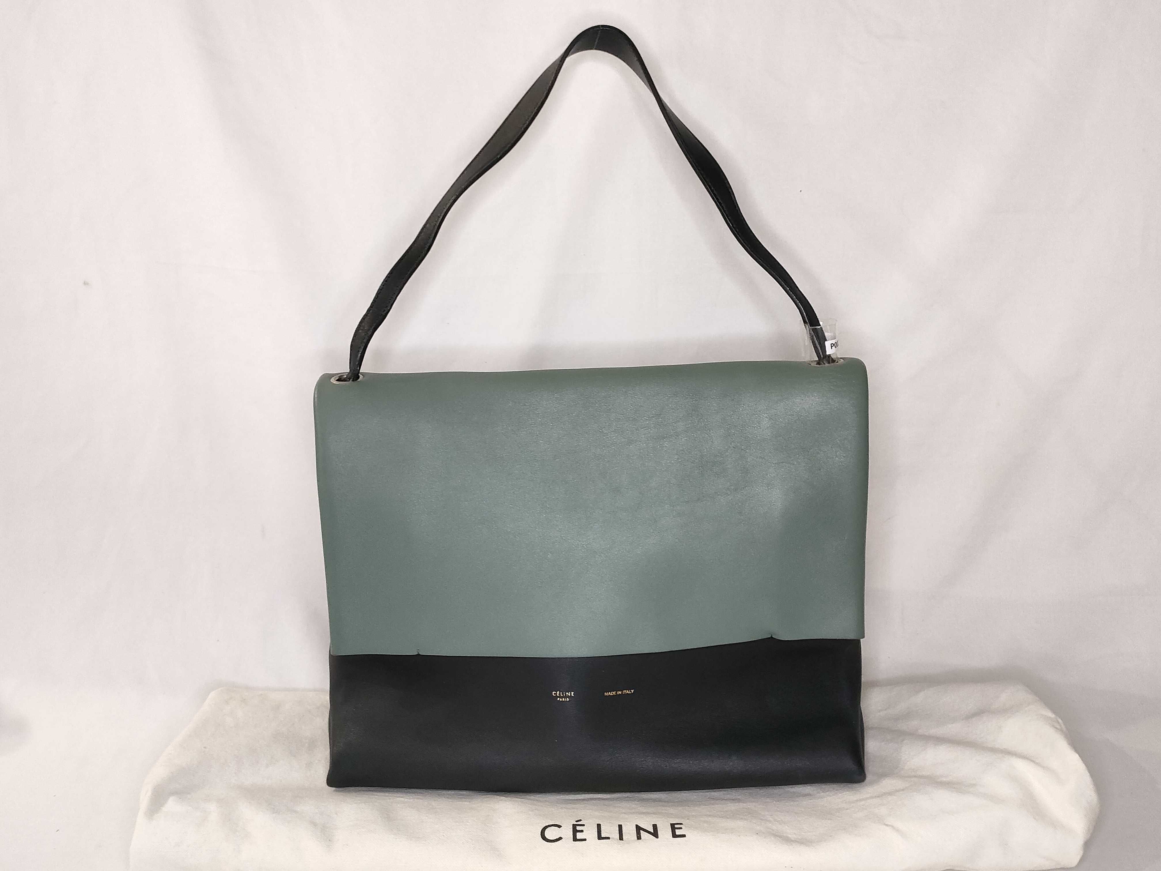 PH - Sage Green and Black Leather All Soft Shoulder Bag 34cm