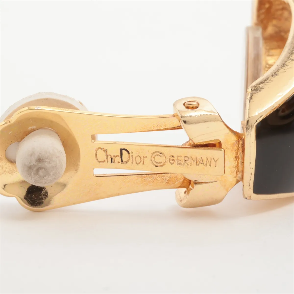 earrings (for both ears), gold-plated with rhinestones, gold and black finish. Shows signs of wear, — view 5