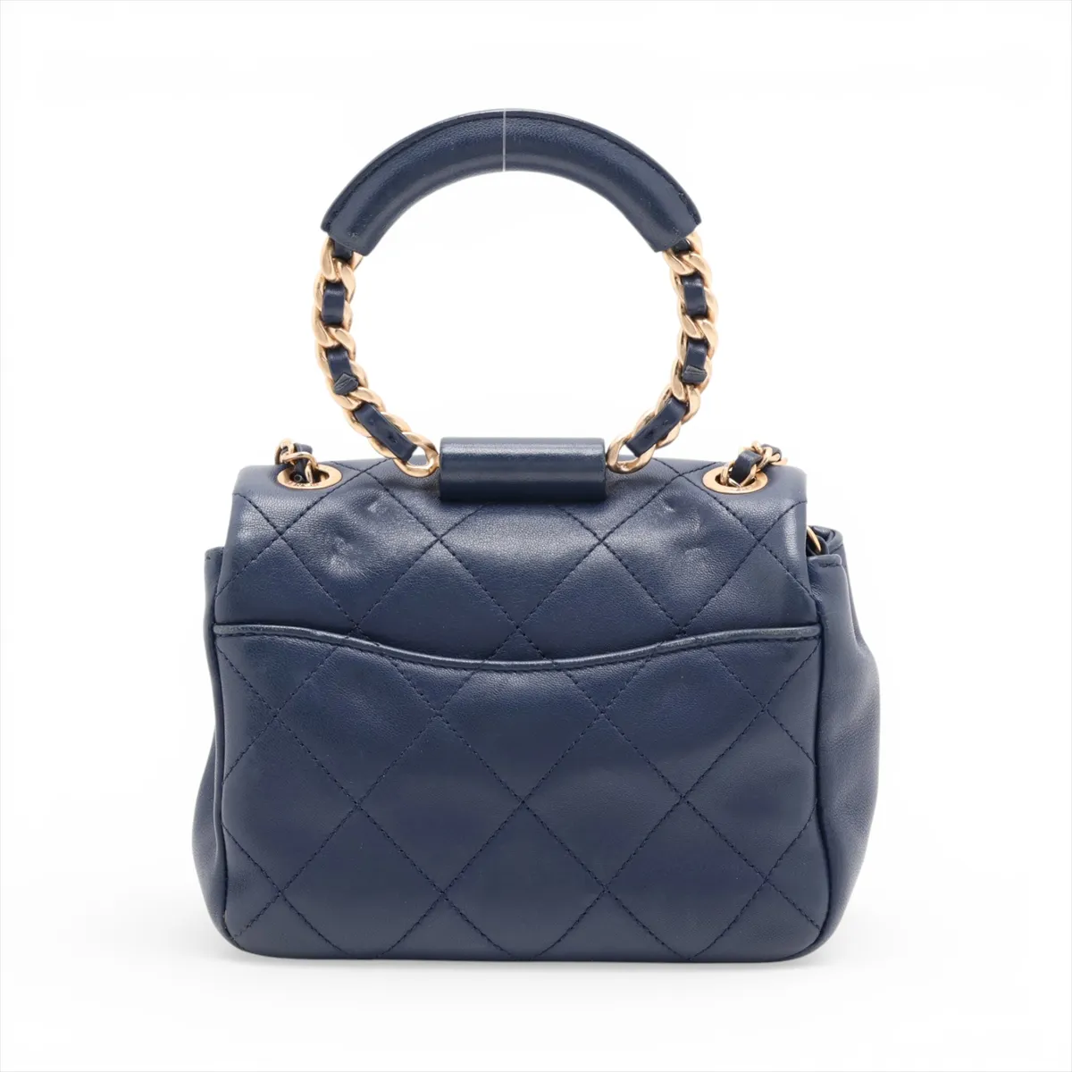 Matelassé Lambskin 2-Way Shoulder Bag, Blue with Gold Hardware, 29055728, Serial Number 29 — view 2