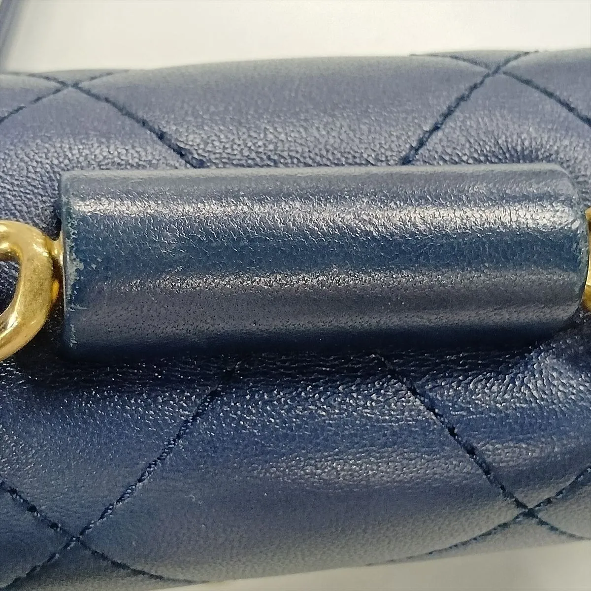Matelassé Lambskin 2-Way Shoulder Bag, Blue with Gold Hardware, 29055728, Serial Number 29 — view 14