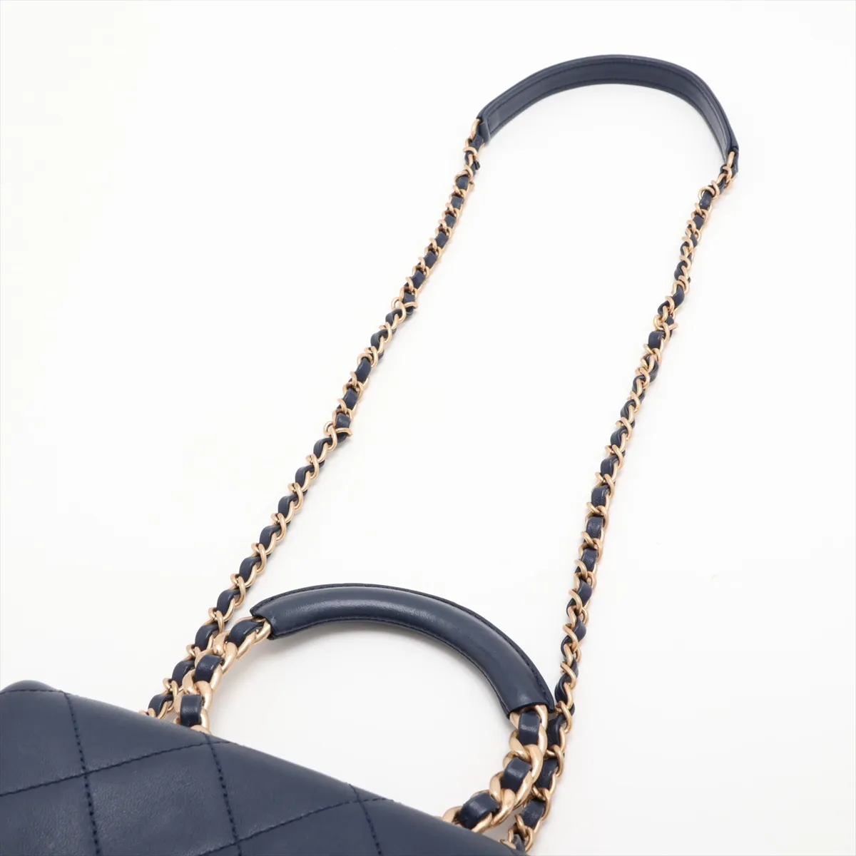 Matelassé Lambskin 2-Way Shoulder Bag, Blue with Gold Hardware, 29055728, Serial Number 29 — view 7