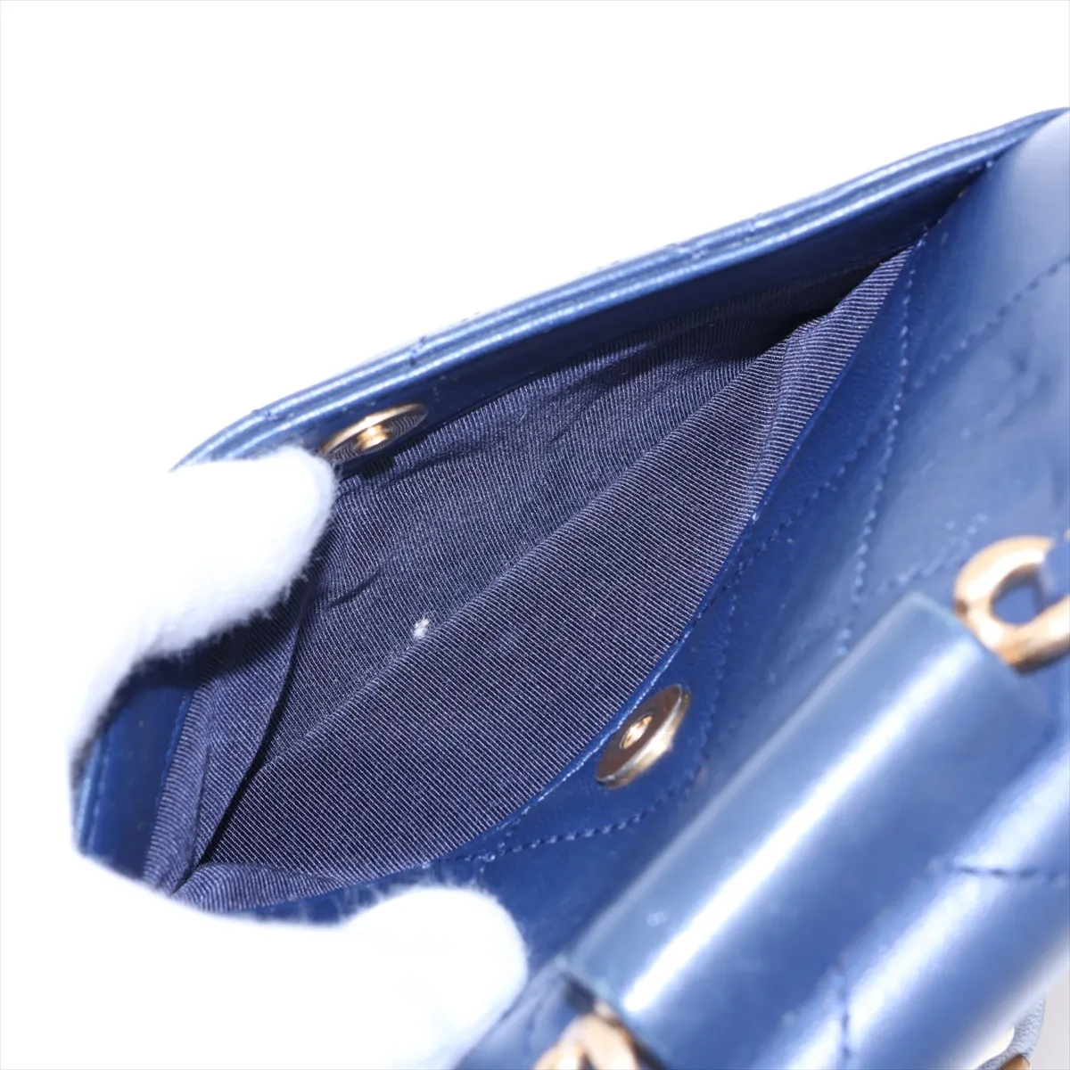 Matelassé Lambskin 2-Way Shoulder Bag, Blue with Gold Hardware, 29055728, Serial Number 29 — view 10
