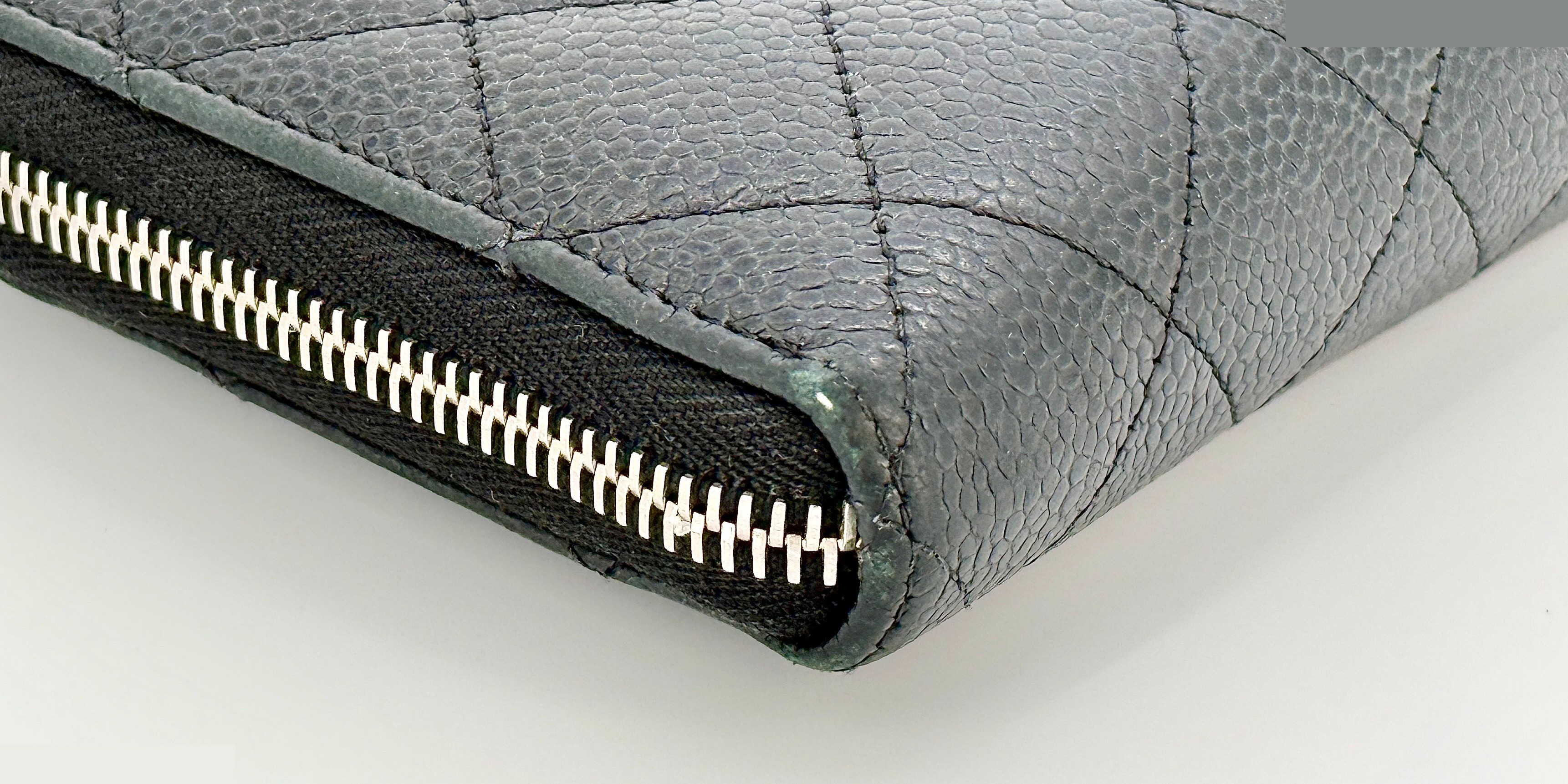 Matelassé caviar leather long wallet, serial number 19 series, with card and sticker. — view 5