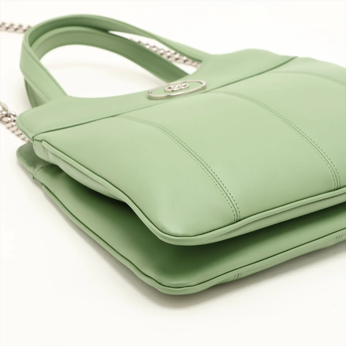 Petite GG Leather 2-Way Handbag, Green, 745918 — view 4