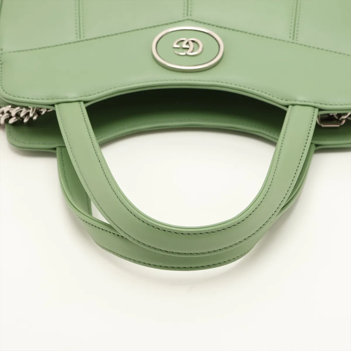 Petite GG Leather 2-Way Handbag, Green, 745918 — view 5