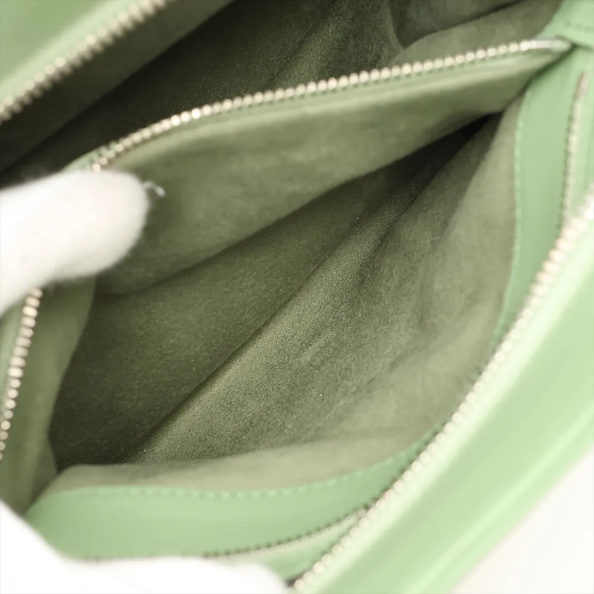 Petite GG Leather 2-Way Handbag, Green, 745918 — view 9