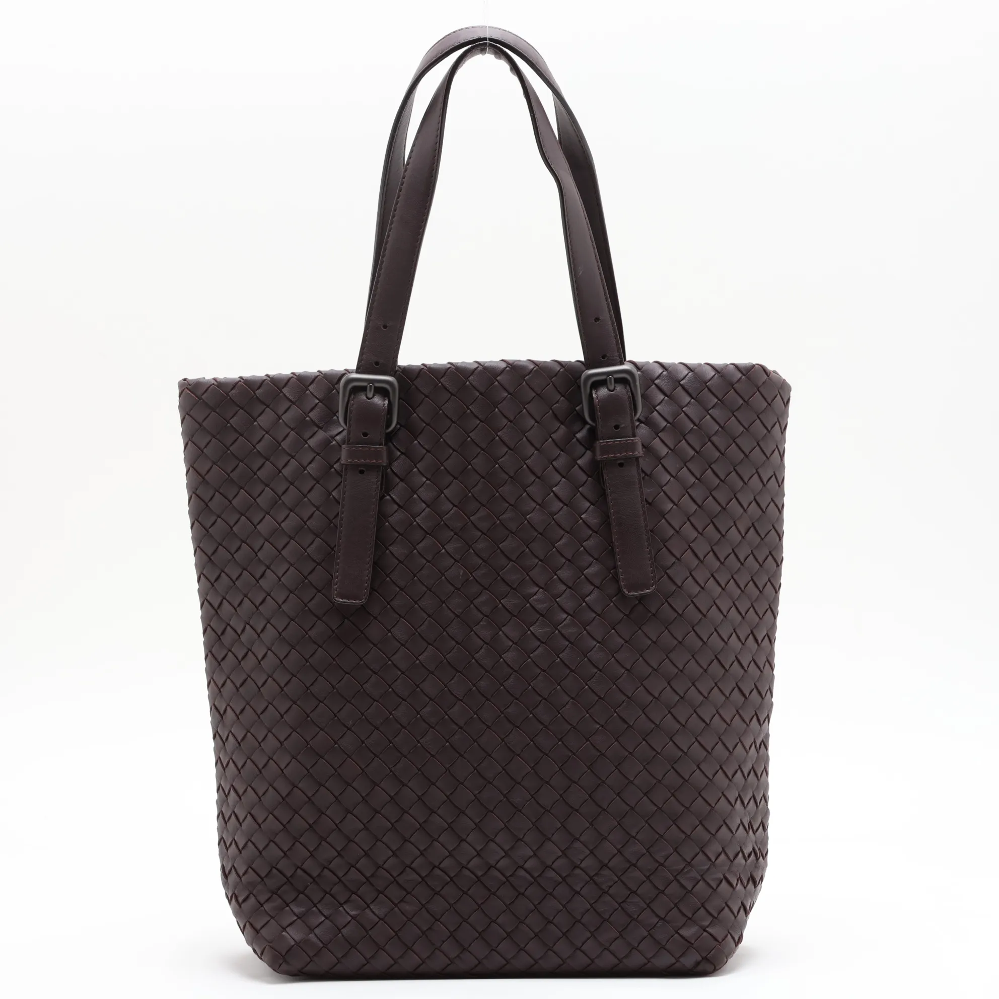Intrecciato Leather Tote Bag, Brown