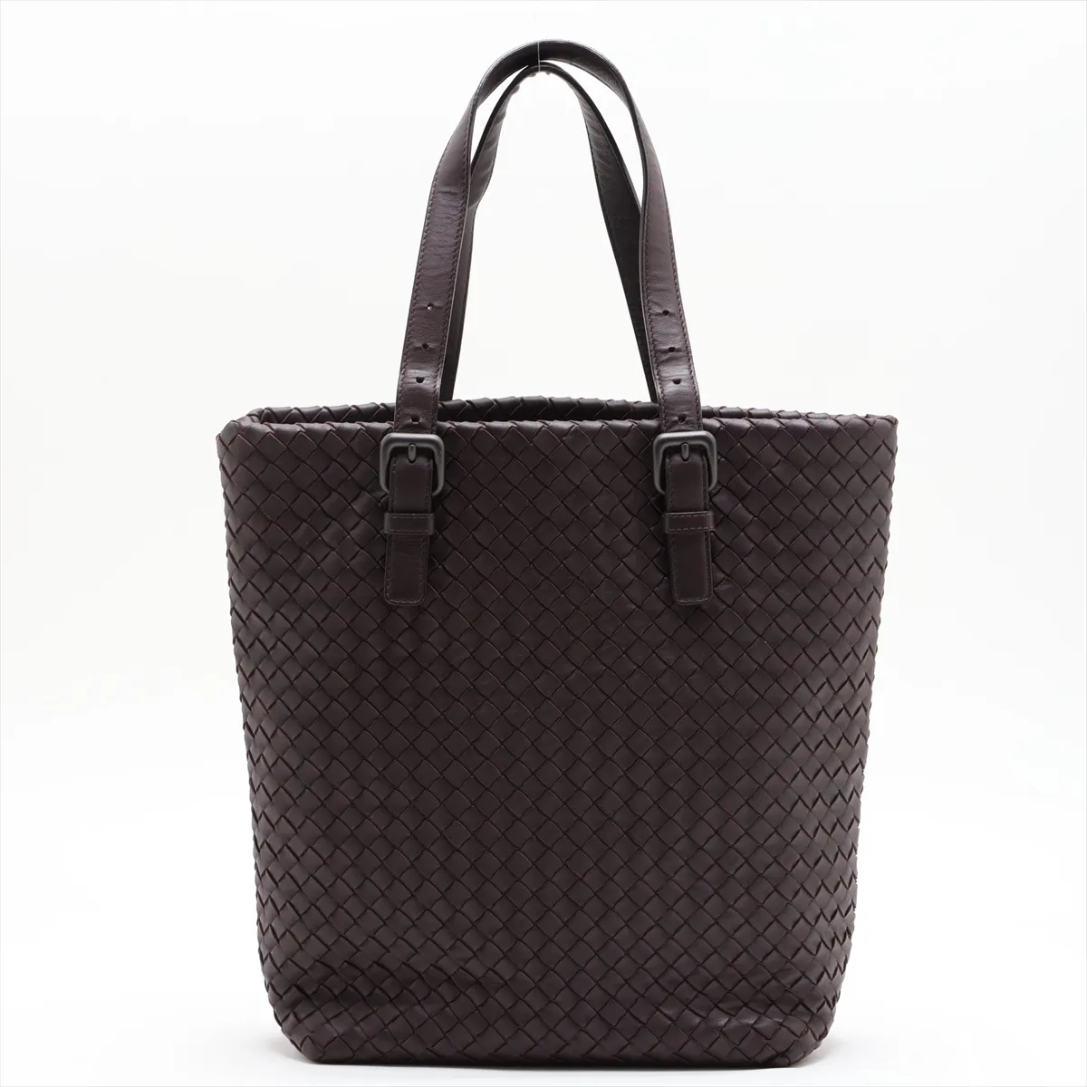 Intrecciato Leather Tote Bag, Brown — view 2