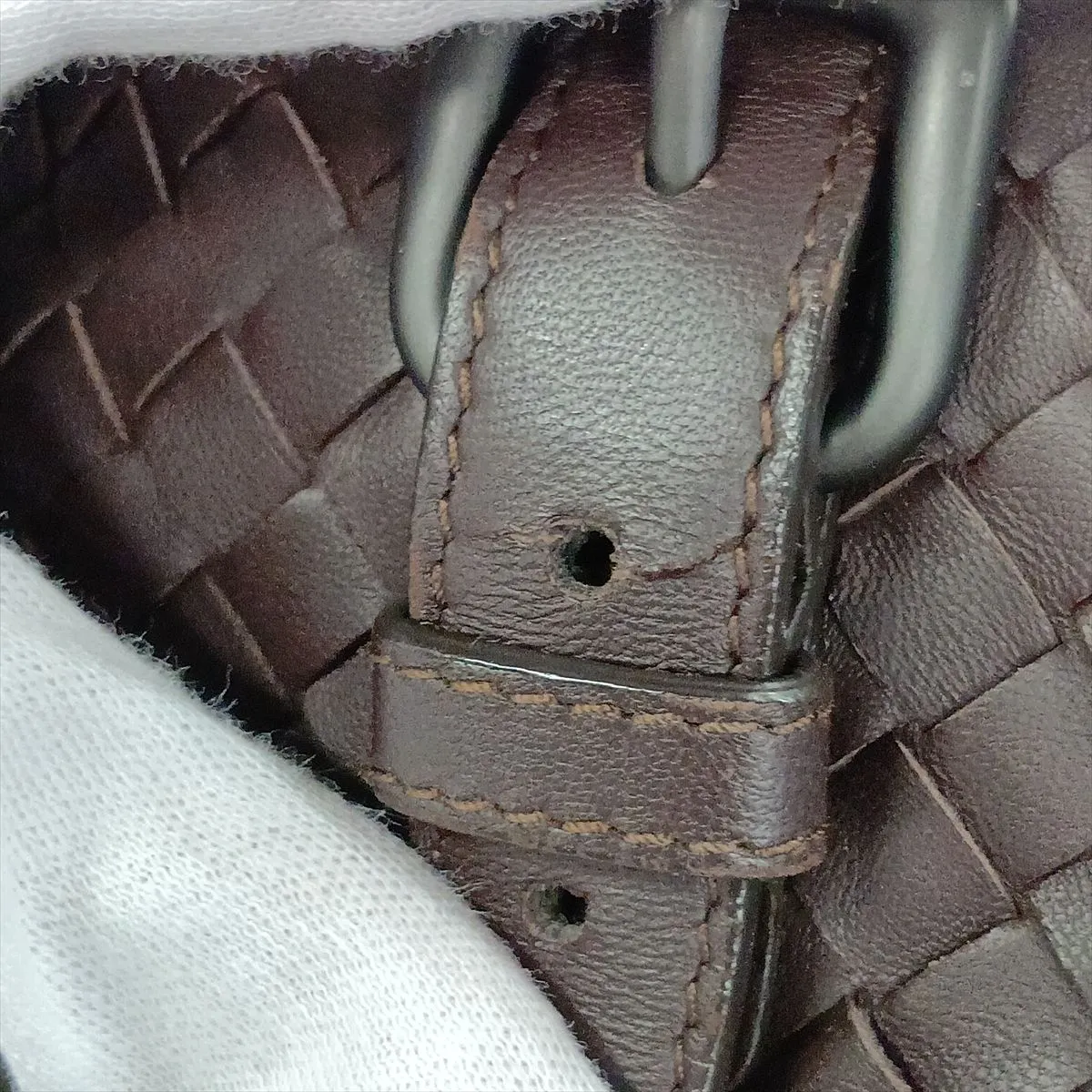 Intrecciato Leather Tote Bag, Brown — view 11