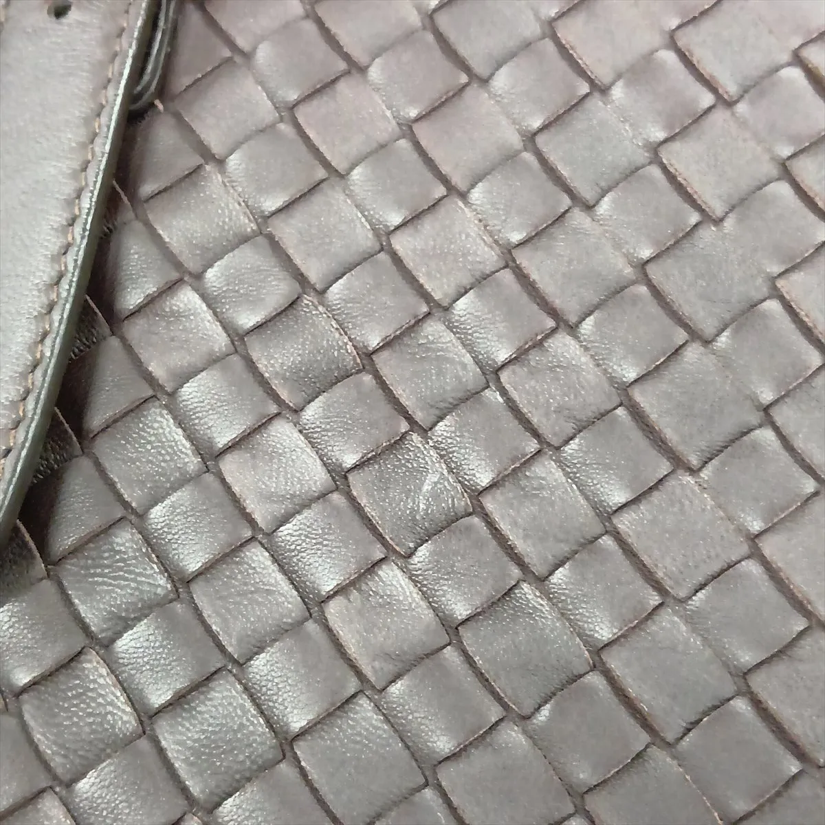 Intrecciato Leather Tote Bag, Brown — view 15