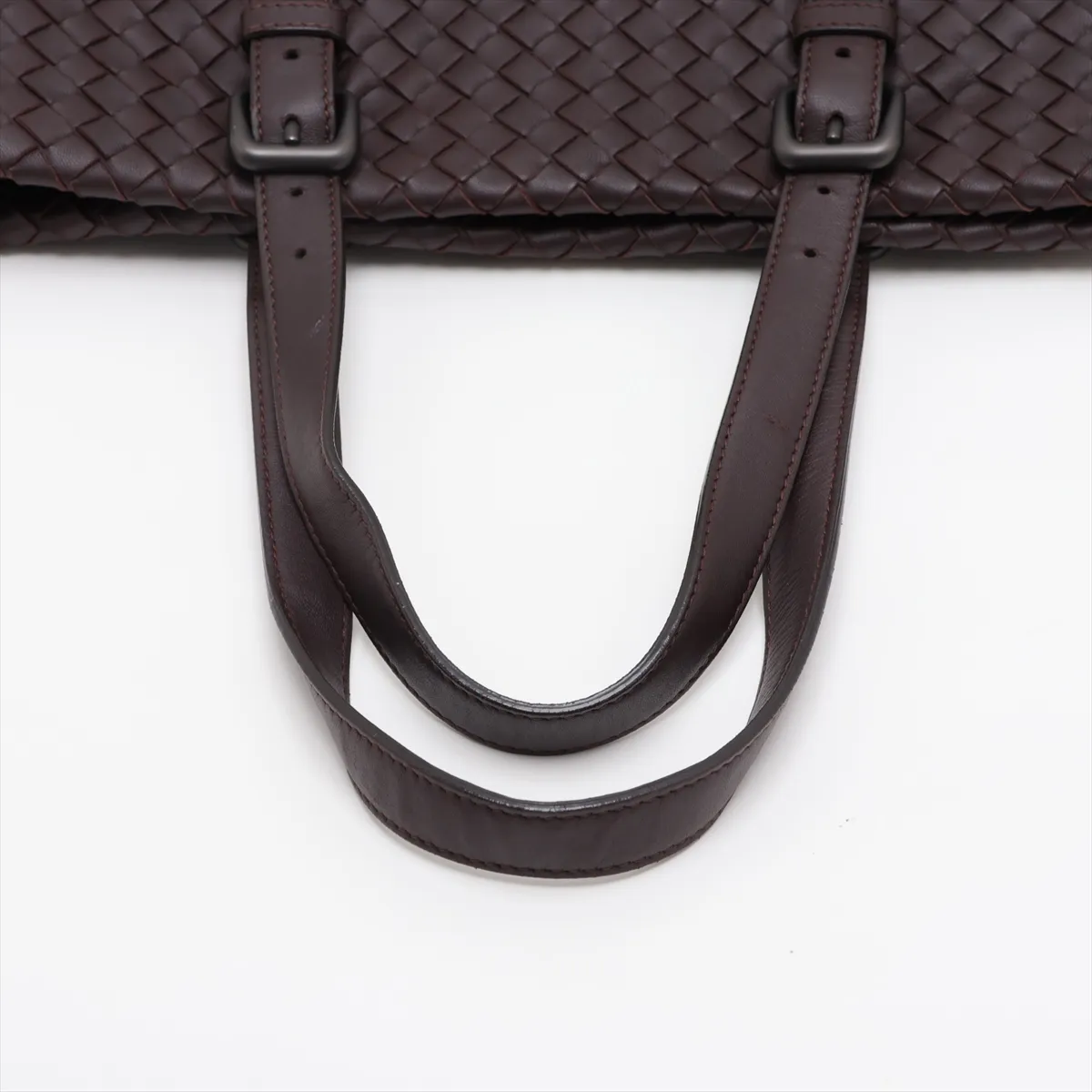 Intrecciato Leather Tote Bag, Brown — view 5