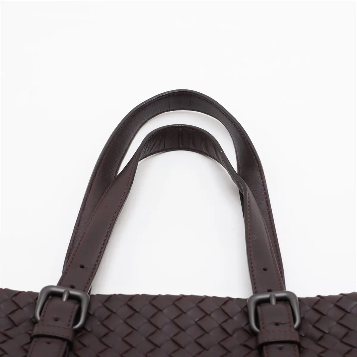 Intrecciato Leather Tote Bag, Brown — view 6