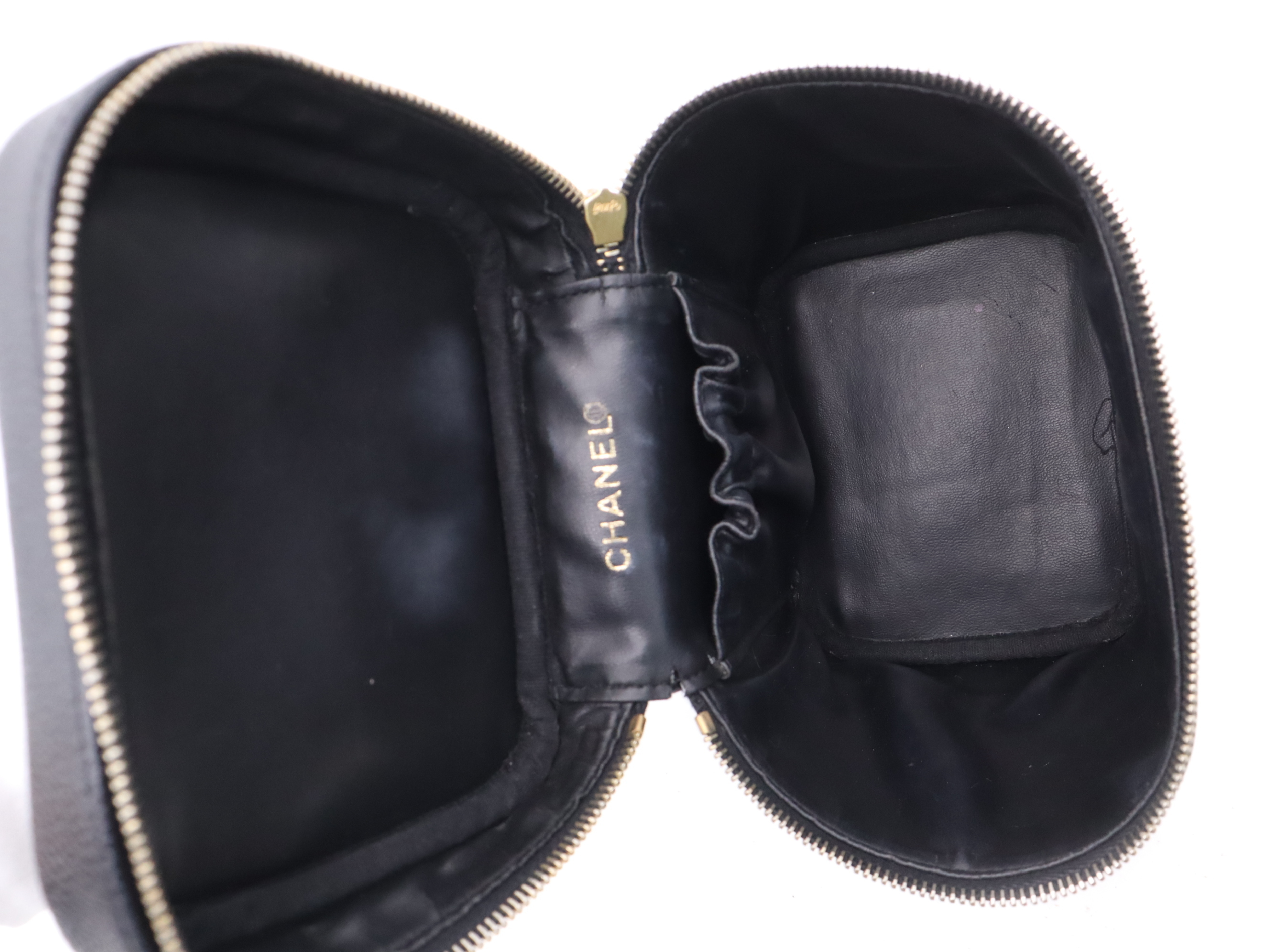 Caviar Skin Coco Mark Vanity Bag, Black with Gold Hardware, Card Holder, 7649430 (Handbag) — view 10
