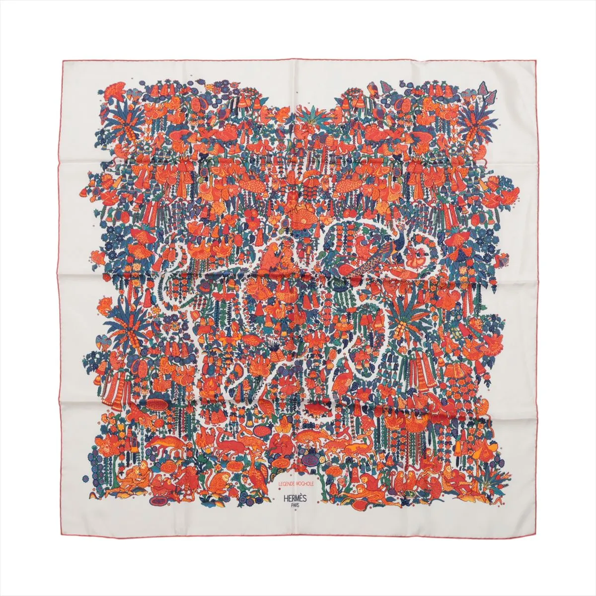 Carre 90 LEGENDE MOGHOLE Legendary Mughal Empire Scarf Silk Red