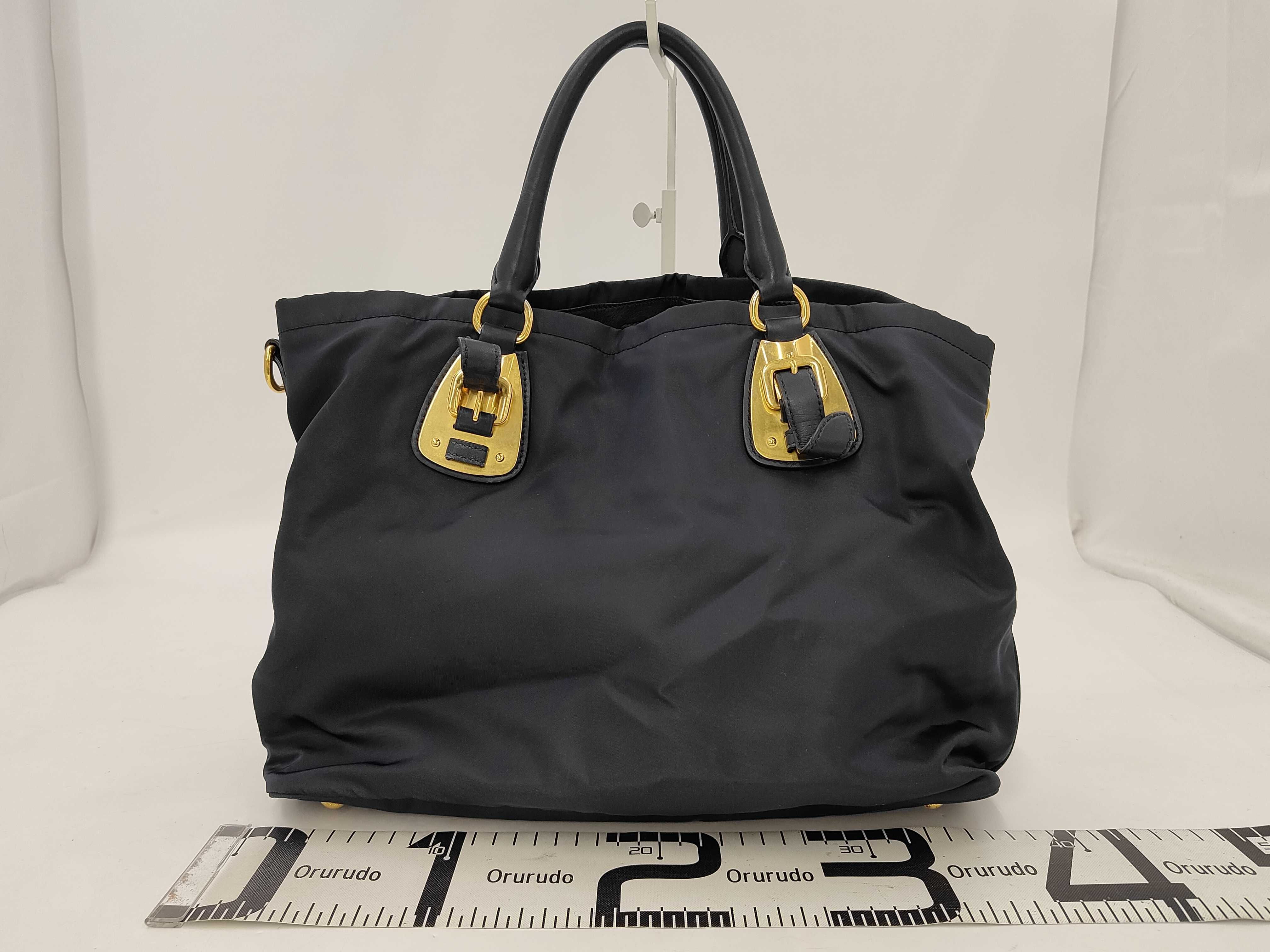 Nylon Gold Logo Tote Shoulder Bag Navy BN1902 Tote Bag — view 2