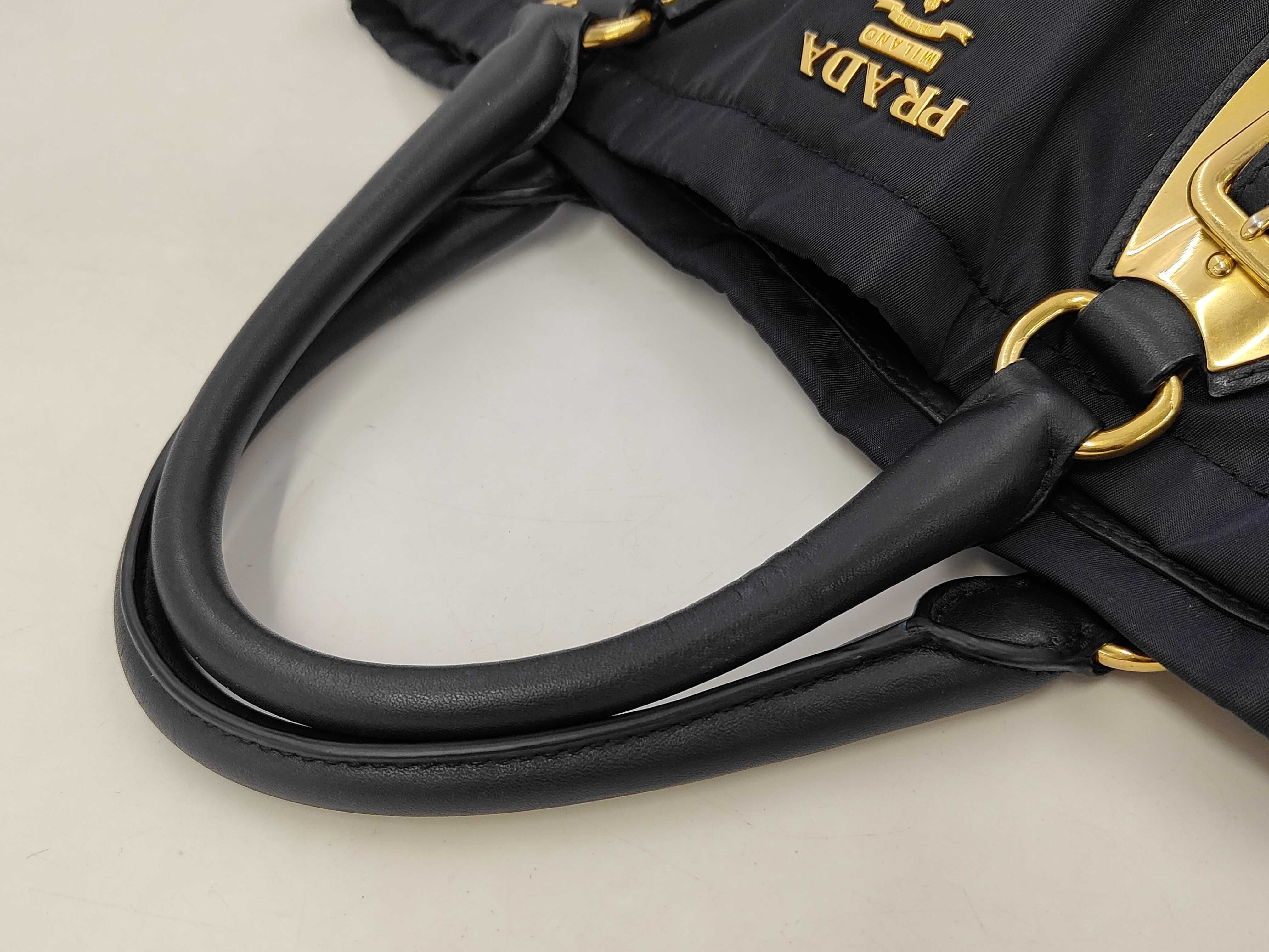 Nylon Gold Logo Tote Shoulder Bag Navy BN1902 Tote Bag — view 3