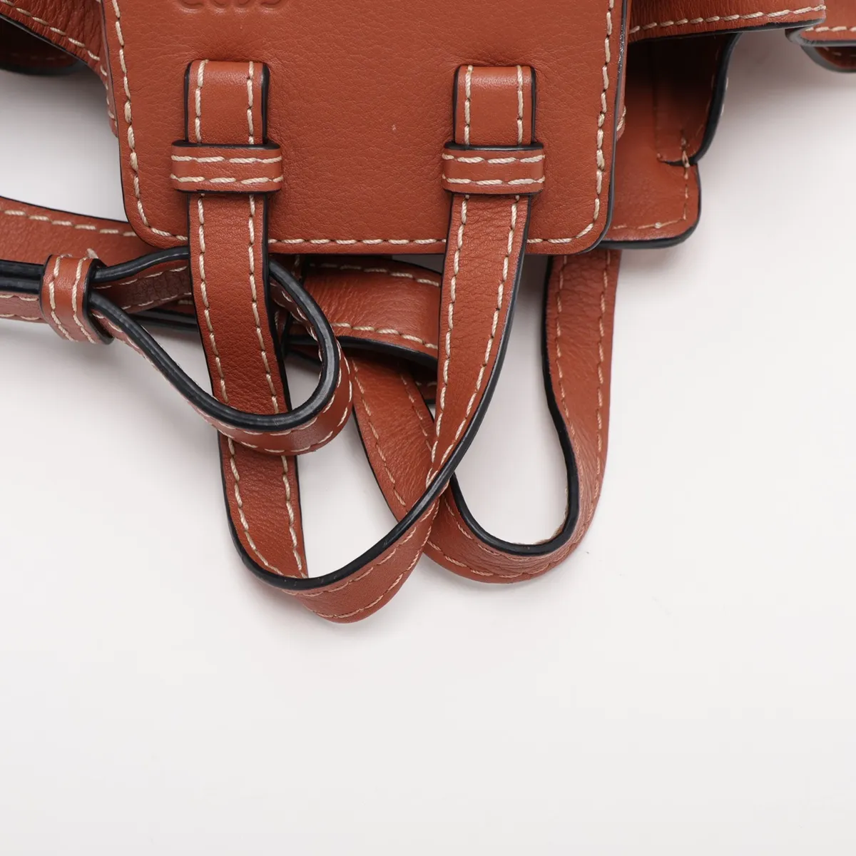 Hammock Drawstring Mini Leather x Canvas 2-Way Handbag, Brown — view 5