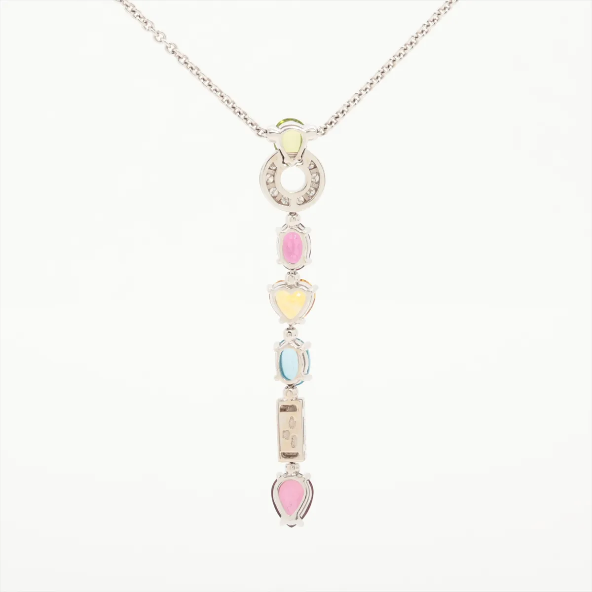 Allegra Multicolor Colored Stone Diamond Necklace 750(WG) 14.9g Small stone chip — view 2