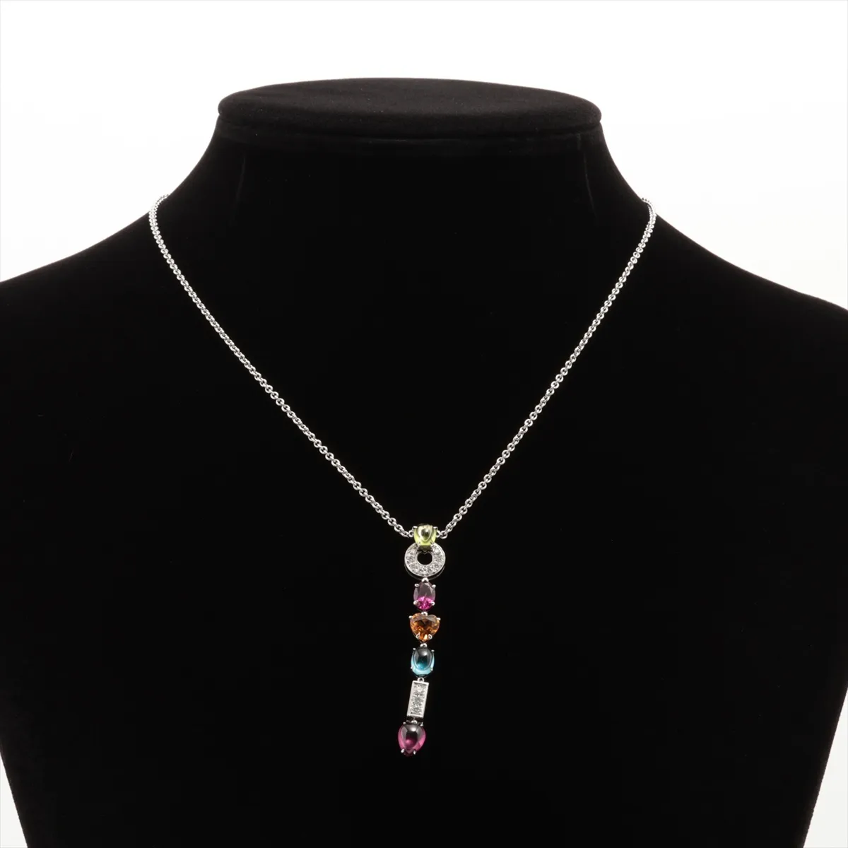 Allegra Multicolor Colored Stone Diamond Necklace 750(WG) 14.9g Small stone chip — view 5