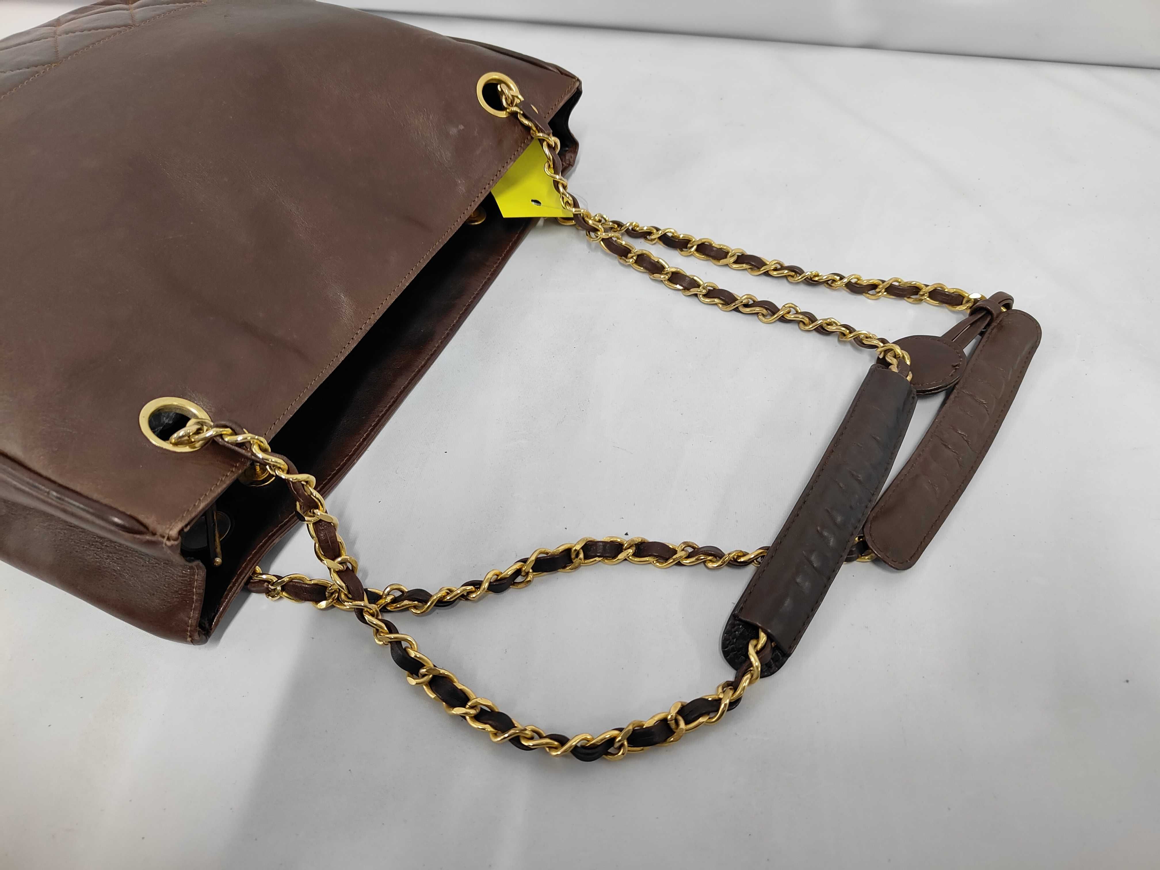 Matelassé Chain Tote Bag, Brown Tote Bag — view 5