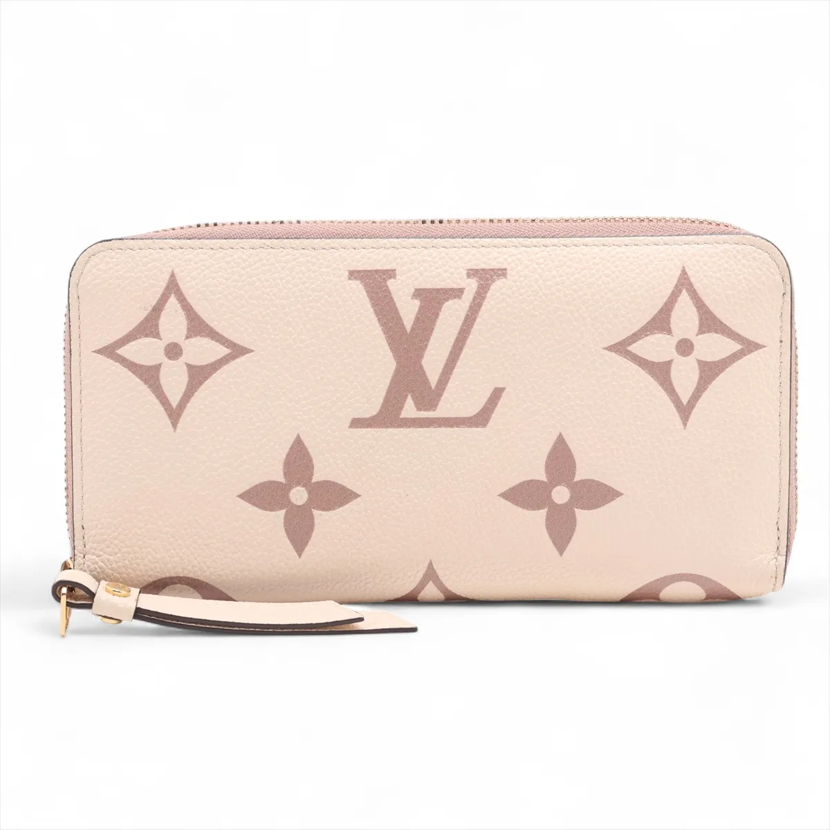 Bicolor Monogram Empreinte Zippy Wallet M80116 Crème x Bois de Rose Round Zip Wallet (RFID detected)