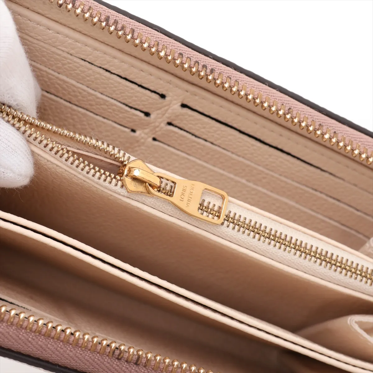 Bicolor Monogram Empreinte Zippy Wallet M80116 Crème x Bois de Rose Round Zip Wallet (RFID detected) — view 12