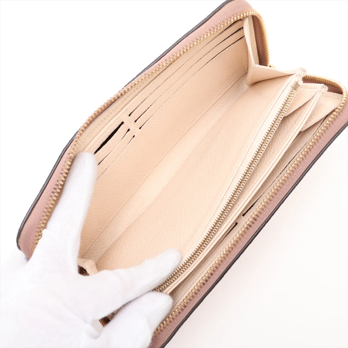 Bicolor Monogram Empreinte Zippy Wallet M80116 Crème x Bois de Rose Round Zip Wallet (RFID detected) — view 4