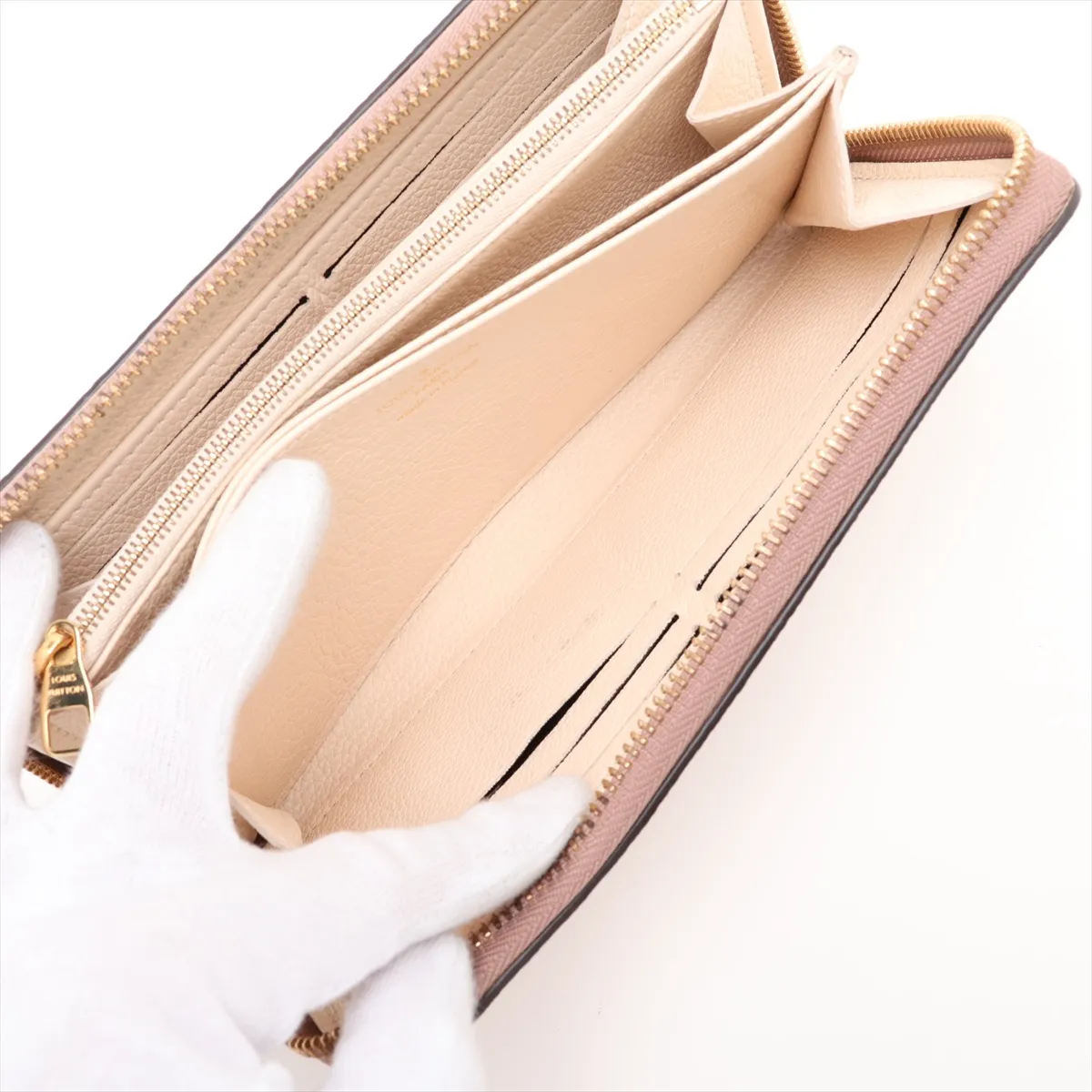 Bicolor Monogram Empreinte Zippy Wallet M80116 Crème x Bois de Rose Round Zip Wallet (RFID detected) — view 6