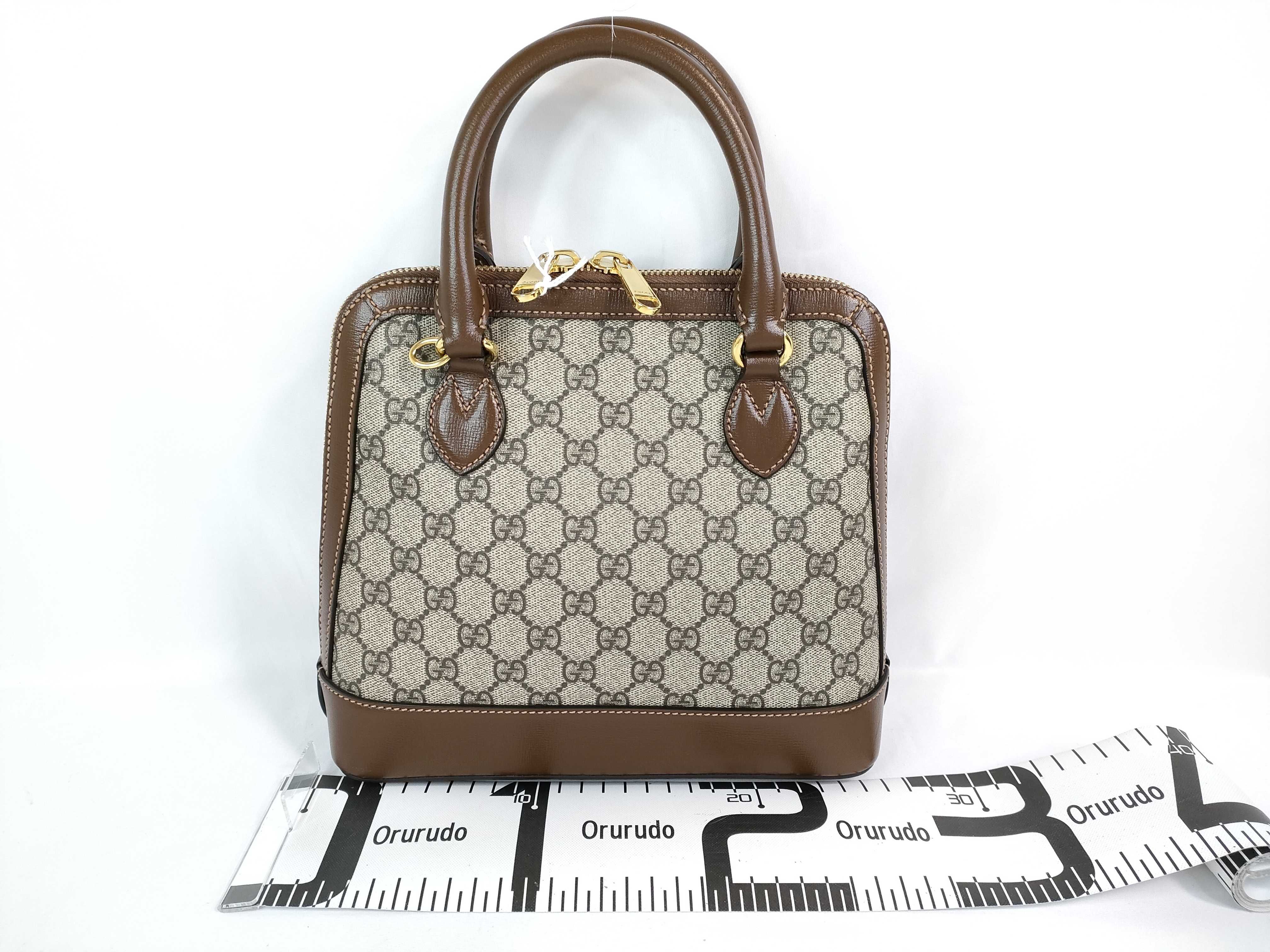 GG Supreme DU- GG Supreme Horsebit 1955 PVC Handbag Beige x Red 621220 Handbag — view 2