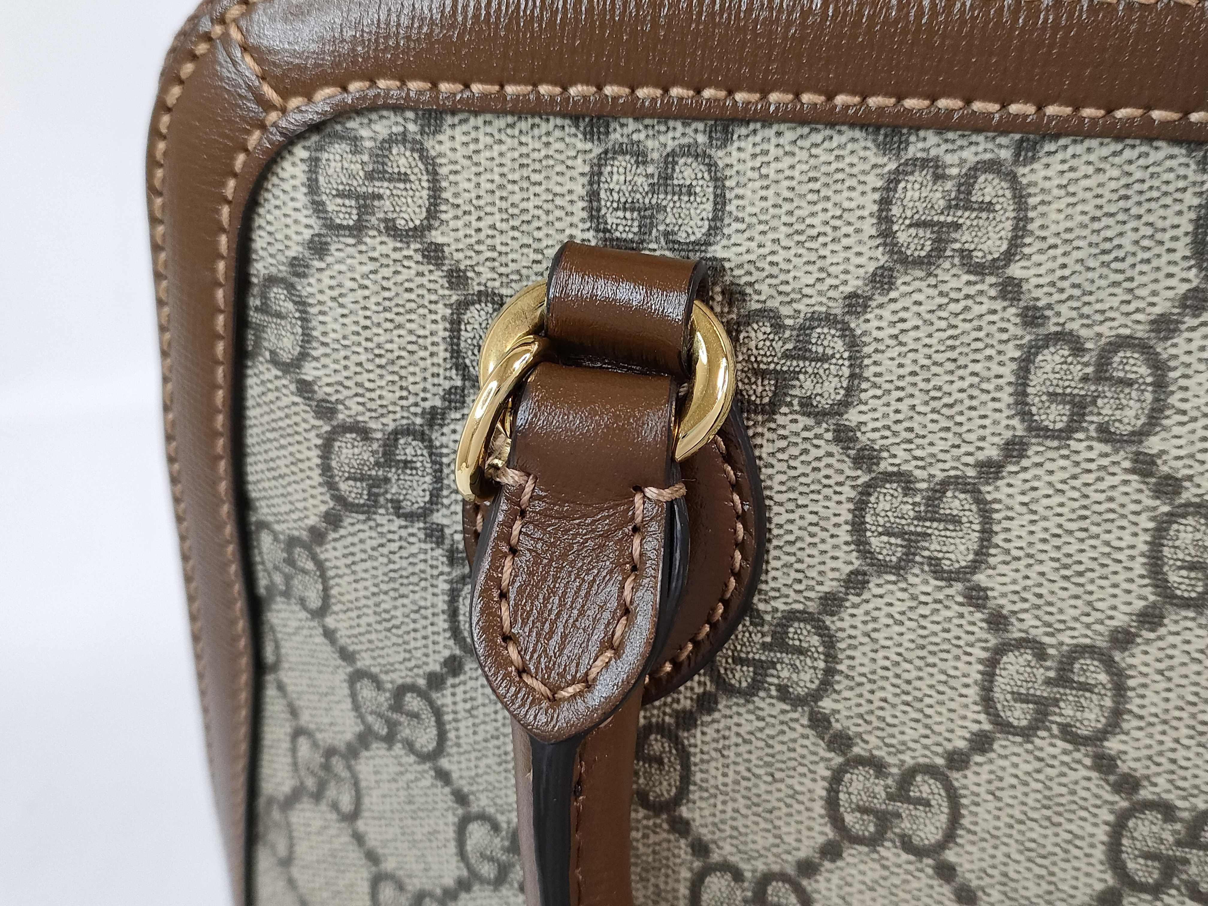 GG Supreme DU- GG Supreme Horsebit 1955 PVC Handbag Beige x Red 621220 Handbag — view 5