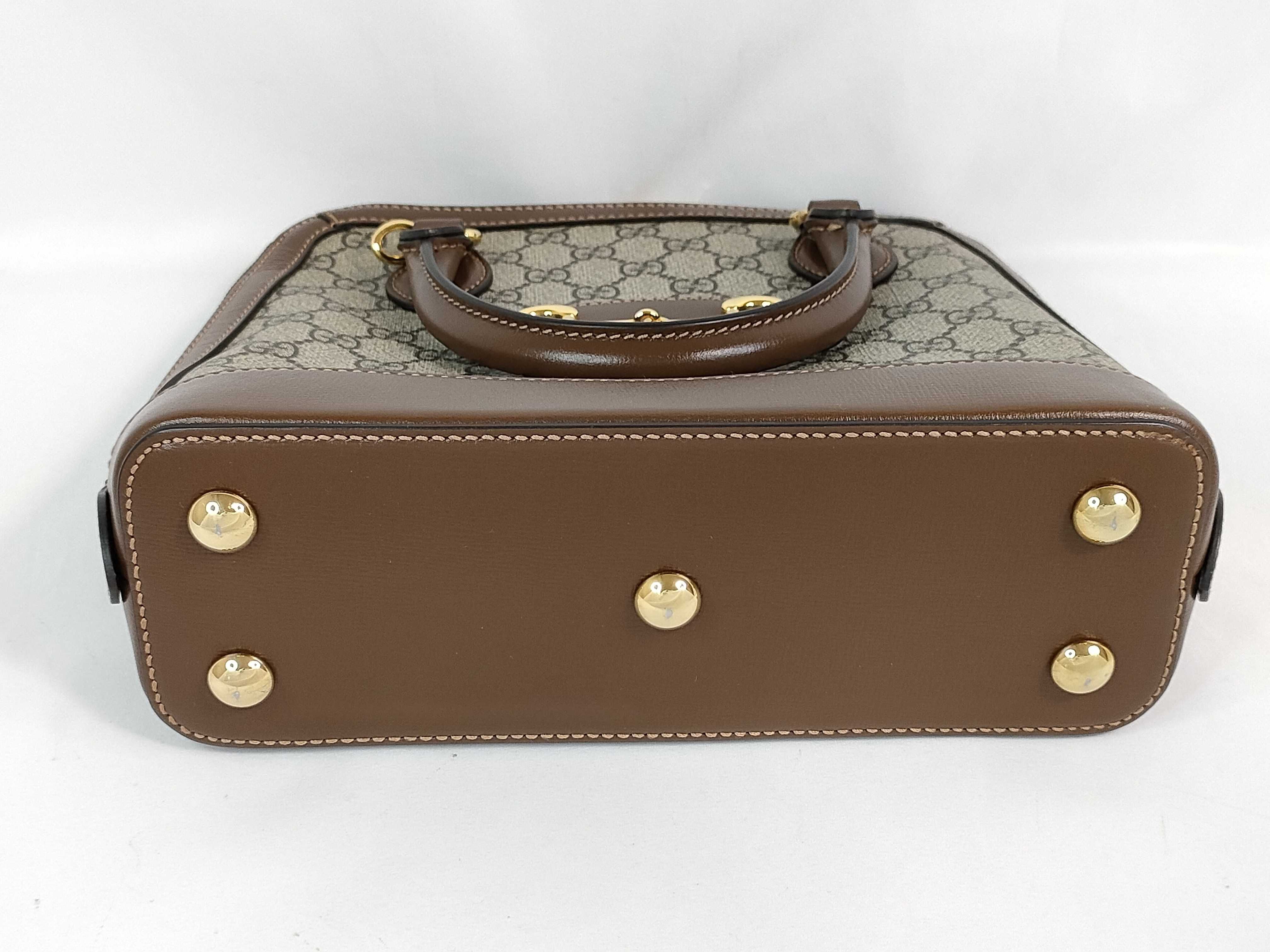 GG Supreme DU- GG Supreme Horsebit 1955 PVC Handbag Beige x Red 621220 Handbag — view 8