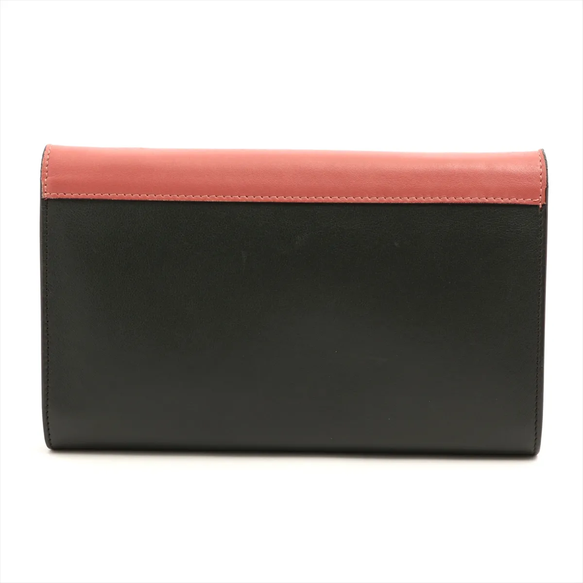 large flap leather chain wallet green x brown — view 2