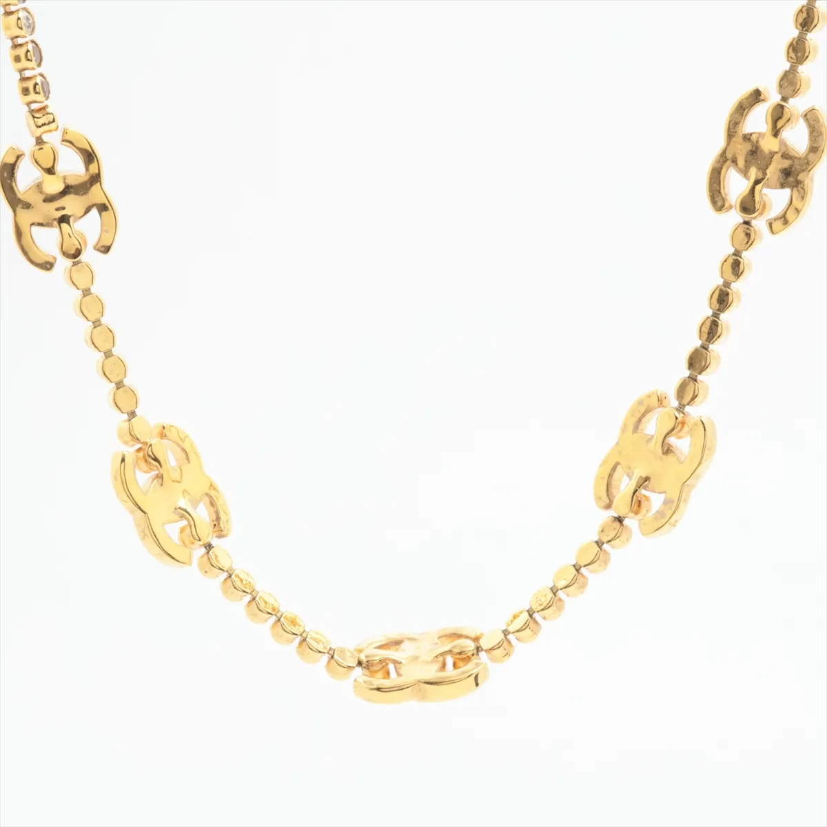Coco Mark L23C Necklace, GP x Rhinestone, Gold, — view 2