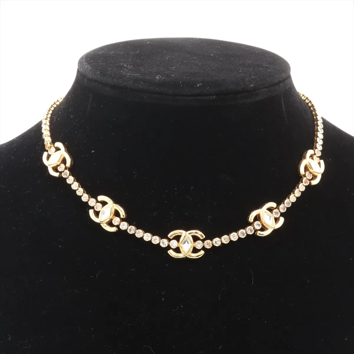 Coco Mark L23C Necklace, GP x Rhinestone, Gold, — view 5