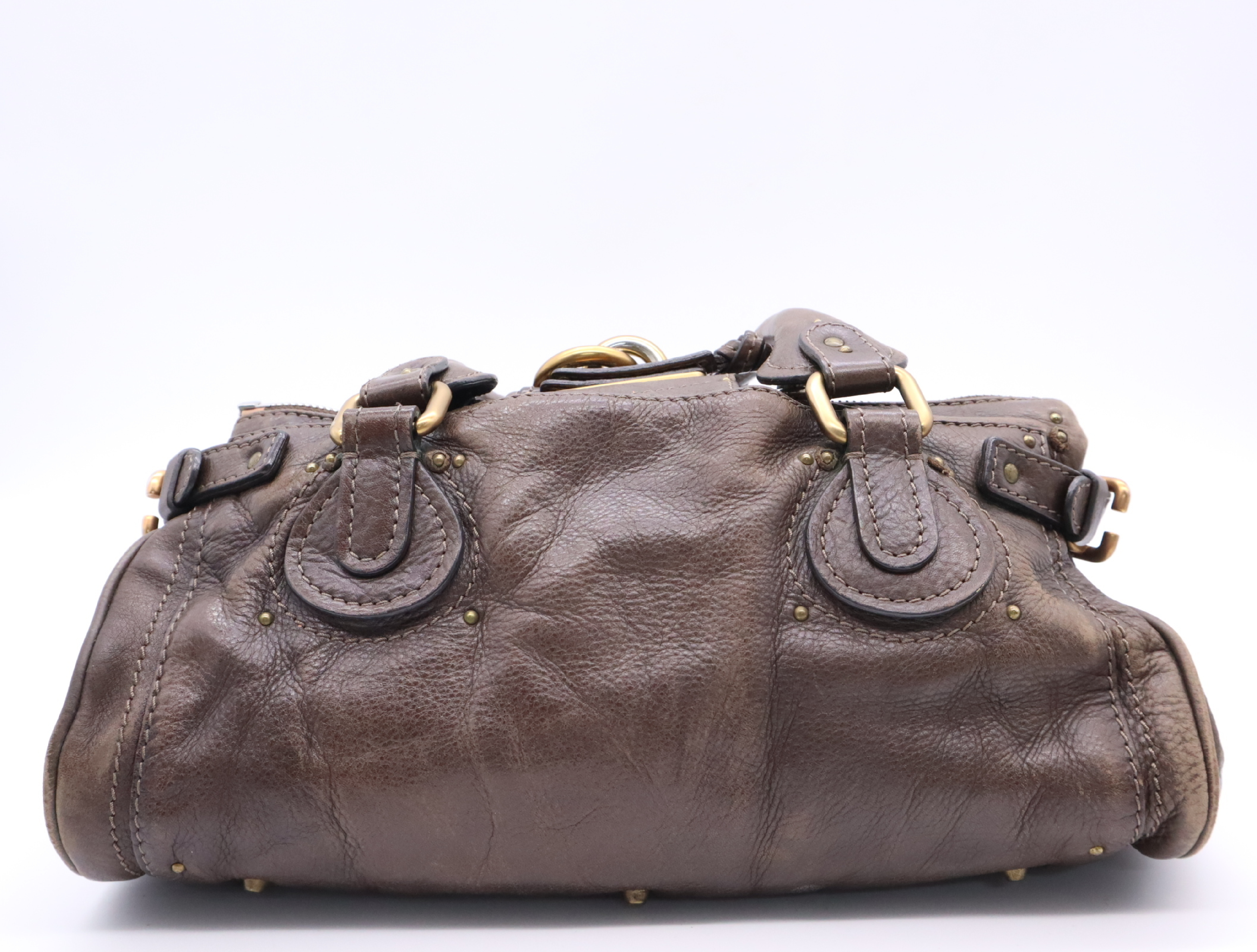 Leather Paddington Handbag, Brown, Gold Hardware, with Padlock, Key, and Dust Bag. — view 2