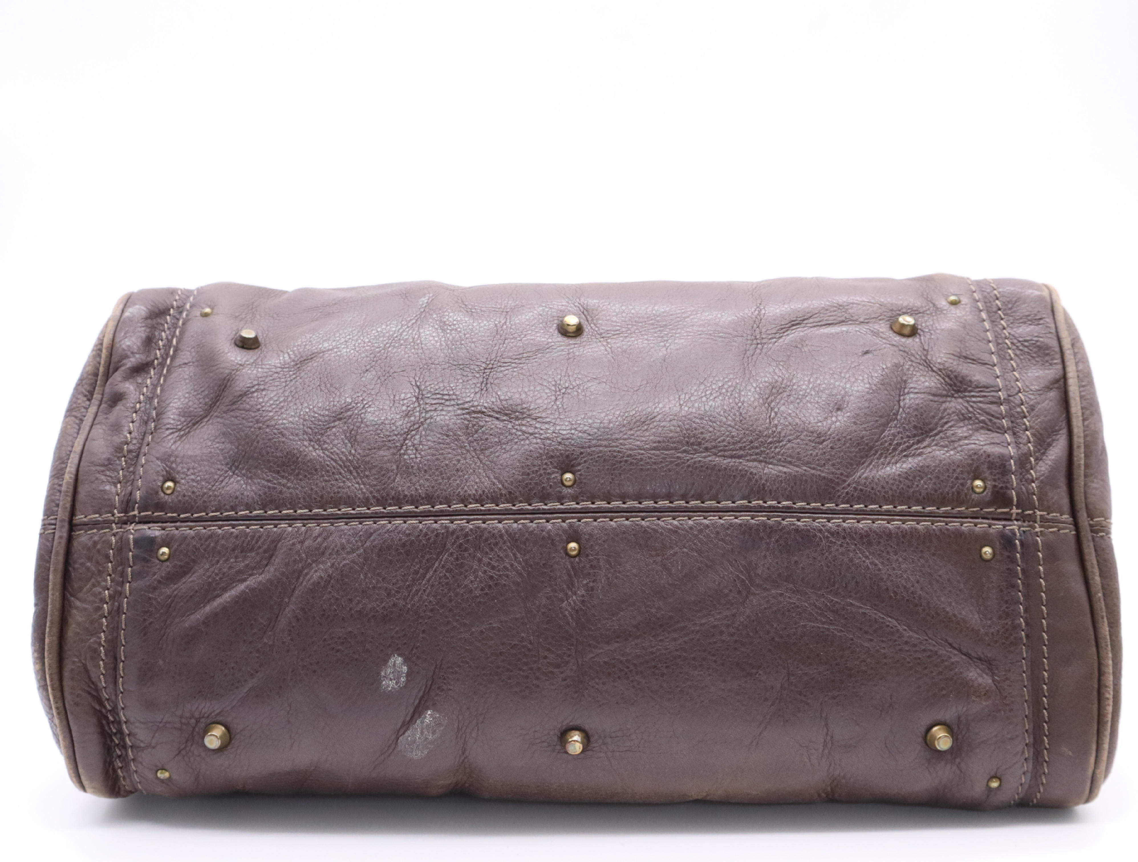 Leather Paddington Handbag, Brown, Gold Hardware, with Padlock, Key, and Dust Bag. — view 4