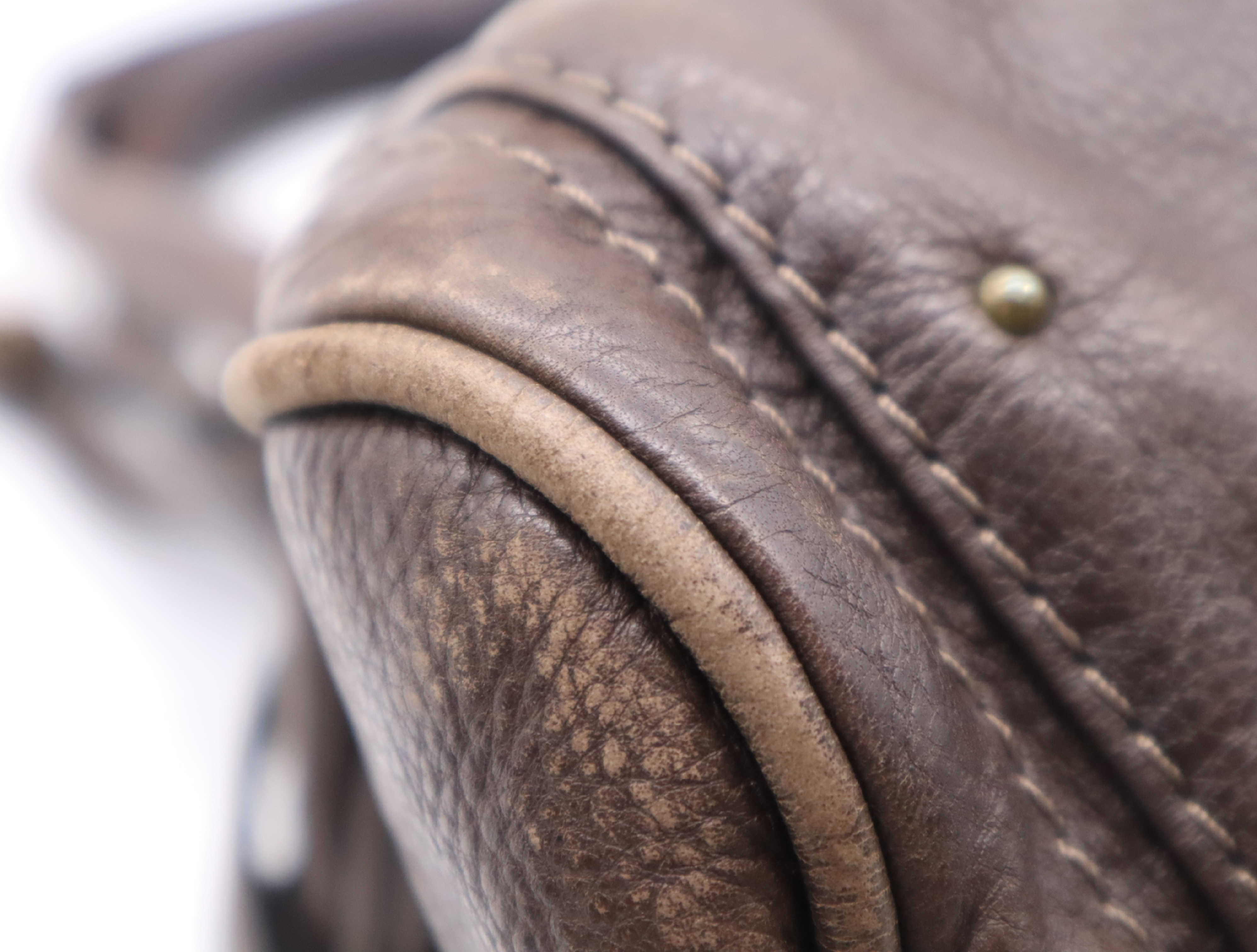 Leather Paddington Handbag, Brown, Gold Hardware, with Padlock, Key, and Dust Bag. — view 6