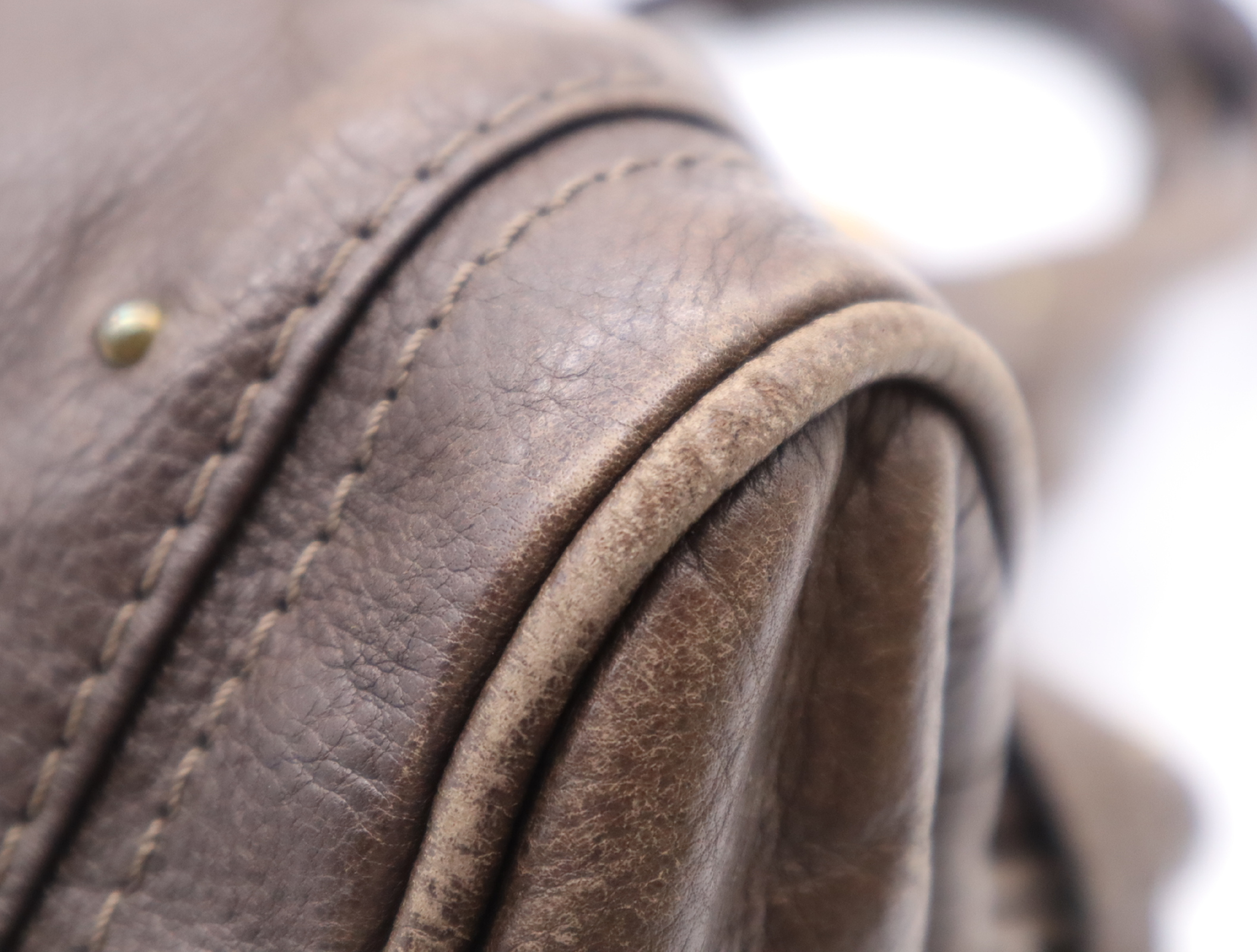Leather Paddington Handbag, Brown, Gold Hardware, with Padlock, Key, and Dust Bag. — view 7