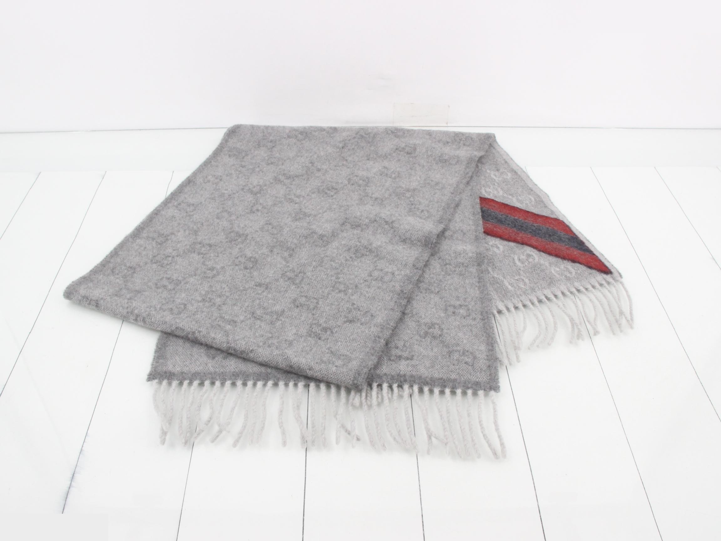 GG Reversible Stole, Sherry, with Tag, Light Gray — view 3