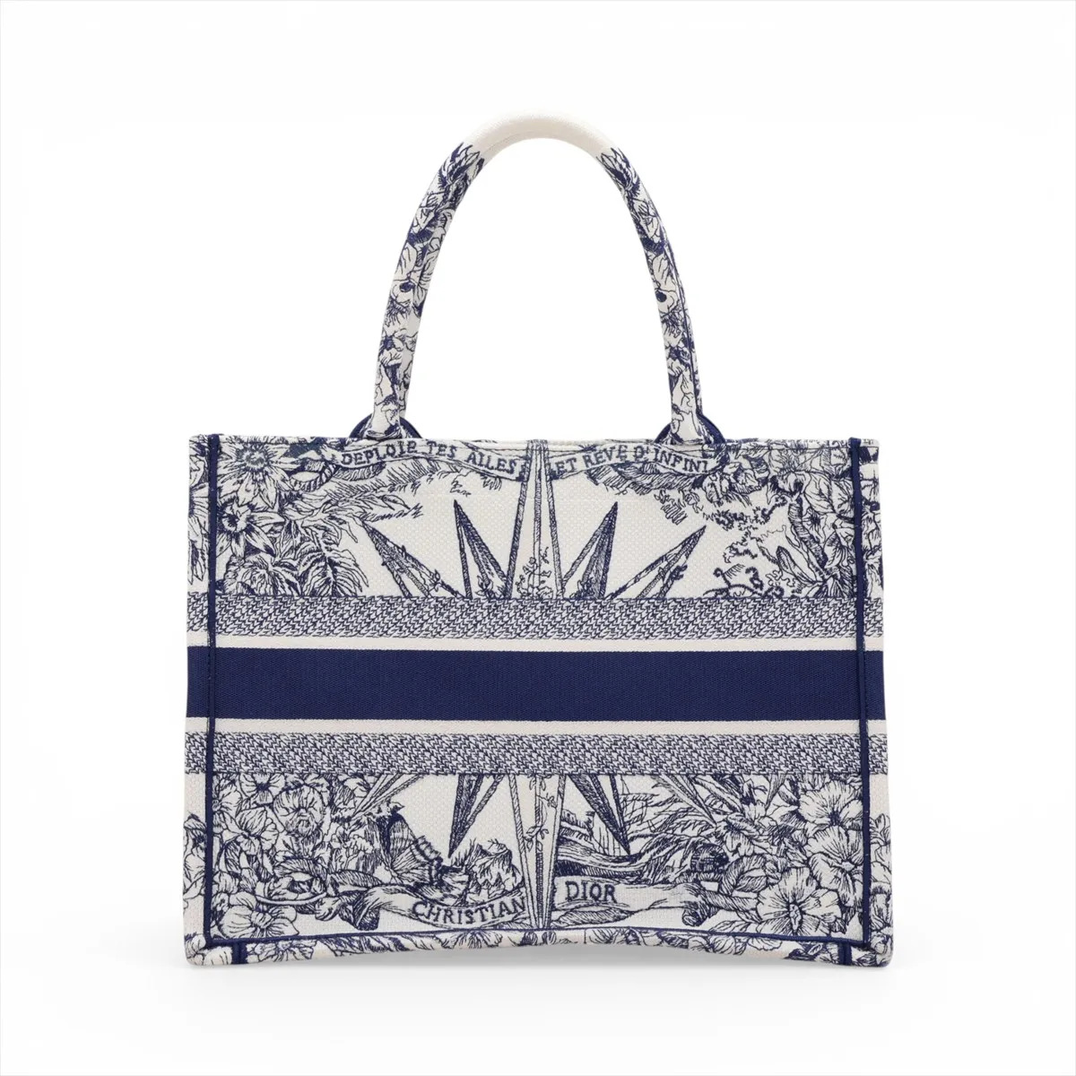 Book Tote Medium Canvas Tote Bag White x Blue — view 2