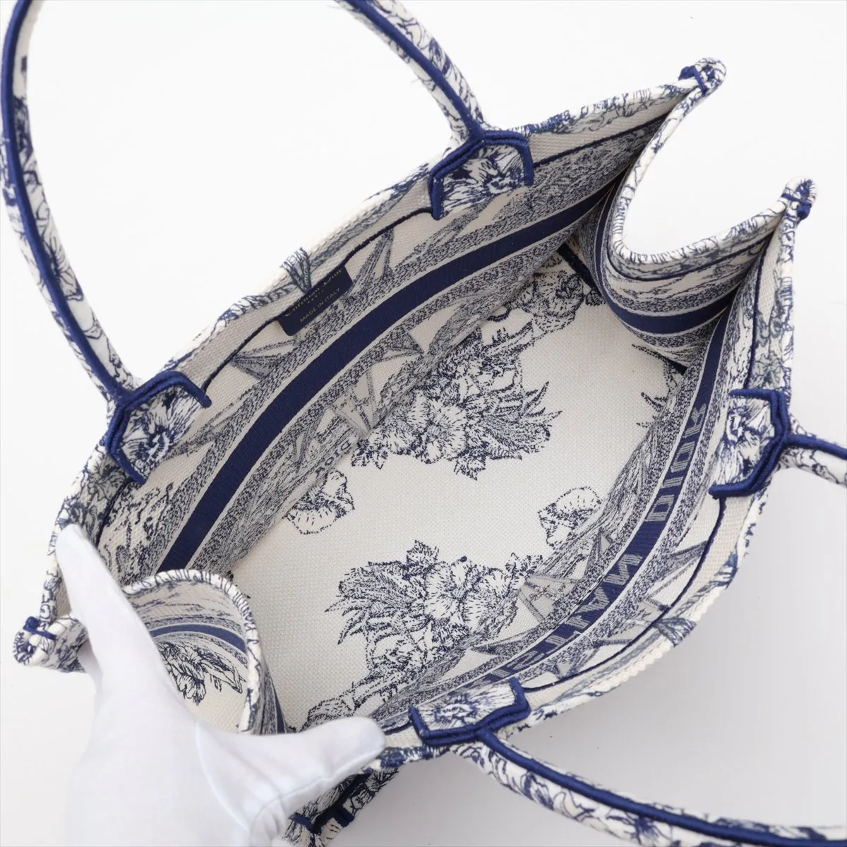 Book Tote Medium Canvas Tote Bag White x Blue — view 7