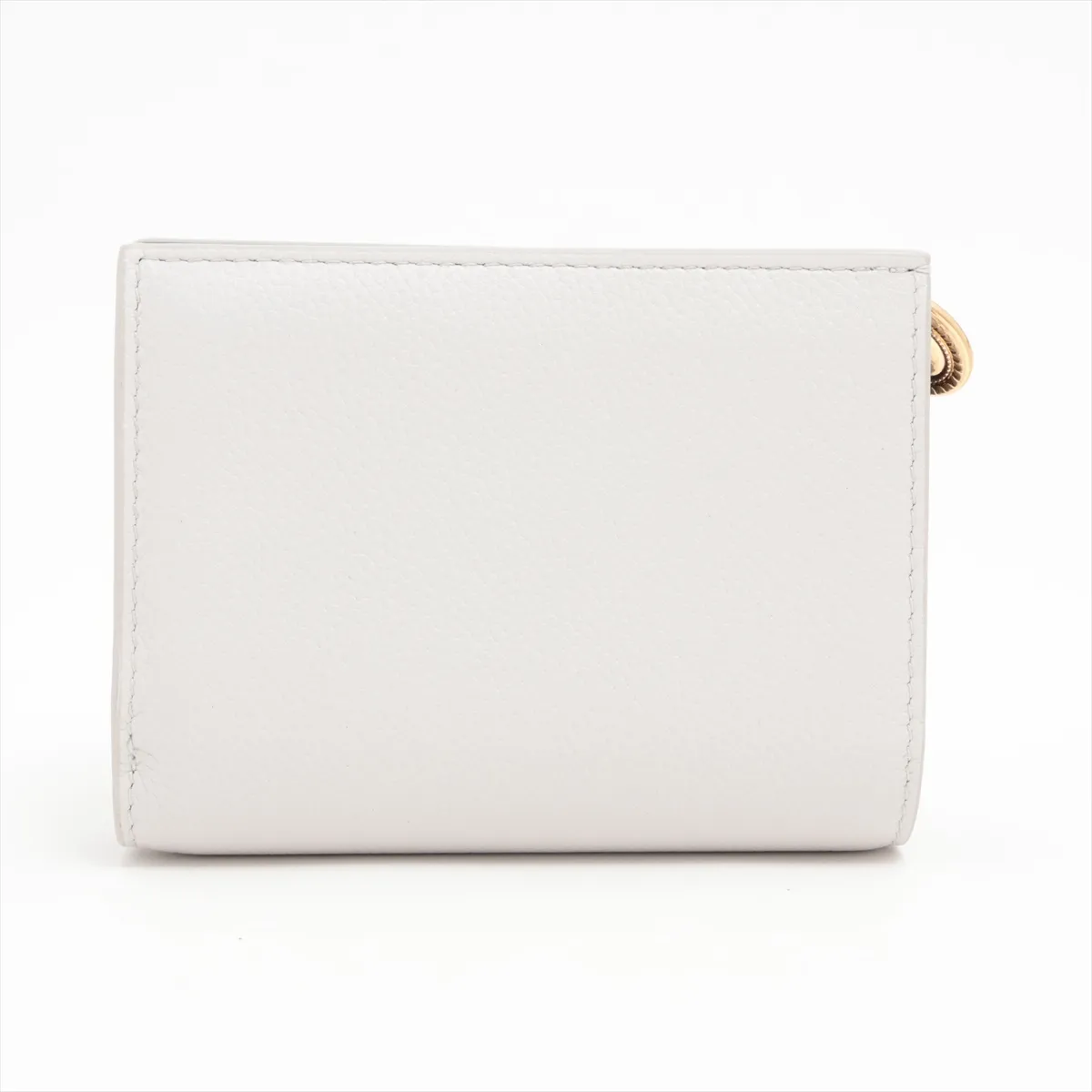 Leather Compact Wallet, Grey x Khaki, Medallion Begonia — view 2