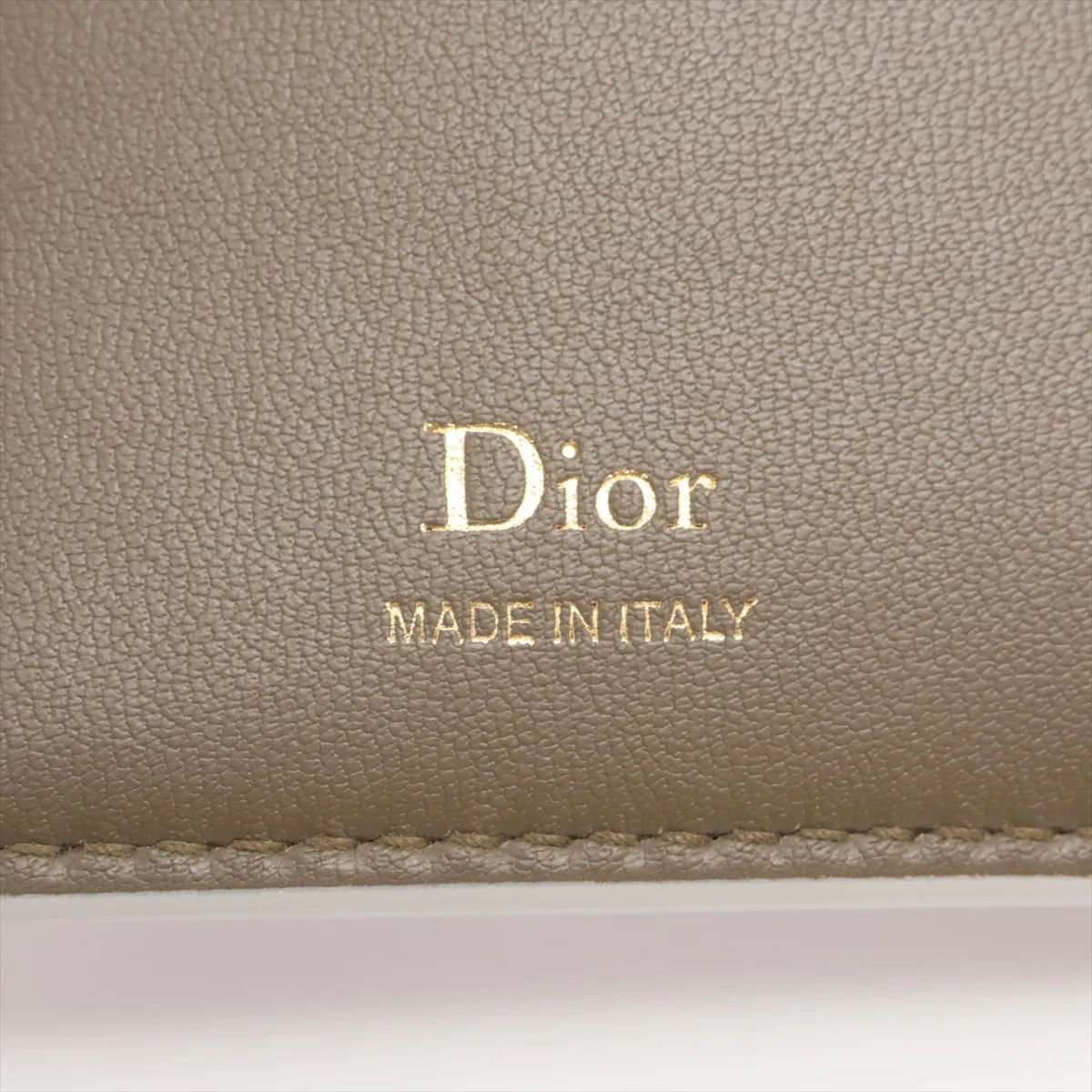 Leather Compact Wallet, Grey x Khaki, Medallion Begonia — view 6