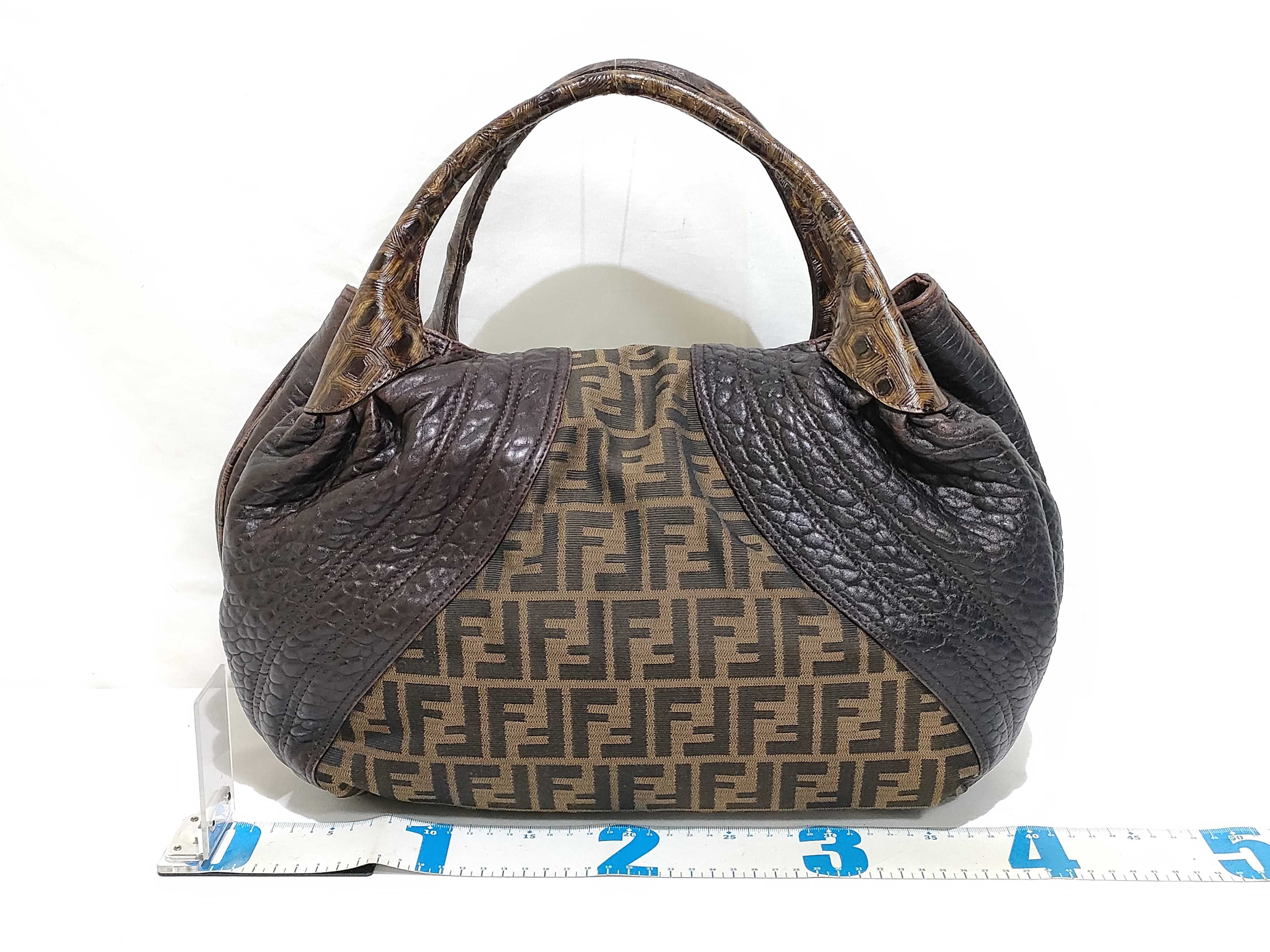 Zucca pattern Fendi Spy Bag Canvas x Leather Handbag Brown 8BR511 Handbag — view 2
